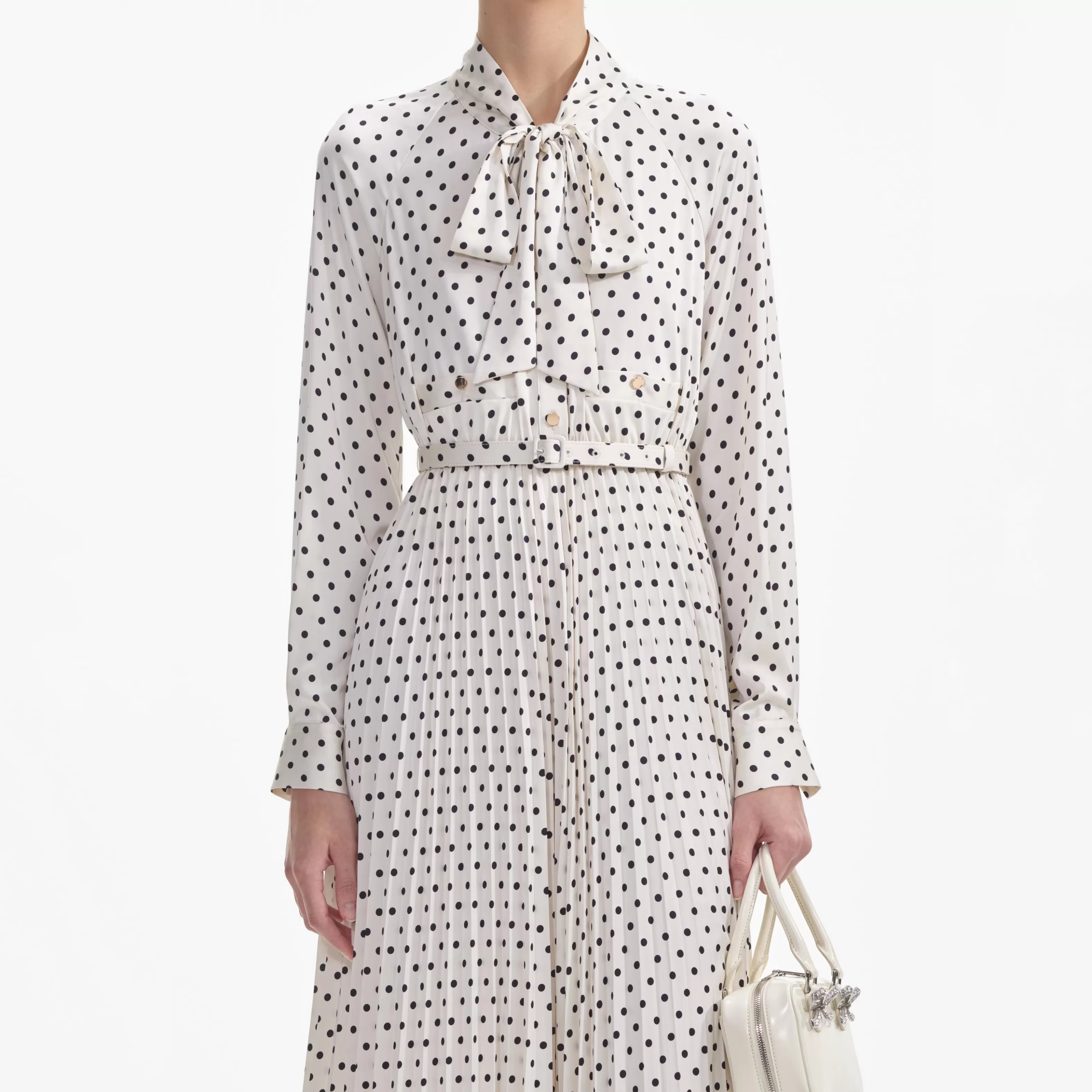 cream_polka_dot_satin_midi_dress_7121.webp Store Polka Dot Satin Midi Dress Dresses | Icons