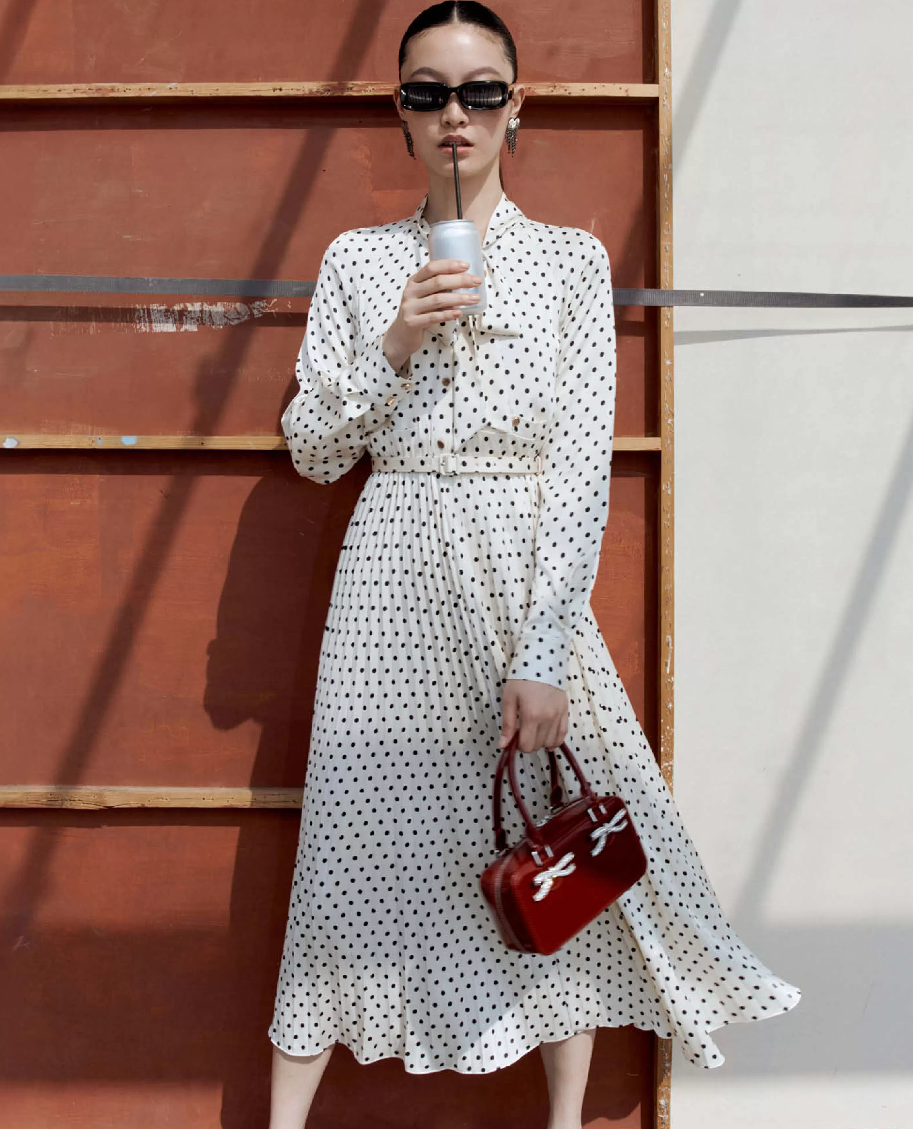 cream_polka_dot_satin_midi_dress_7123.webp Store Polka Dot Satin Midi Dress Dresses | Icons