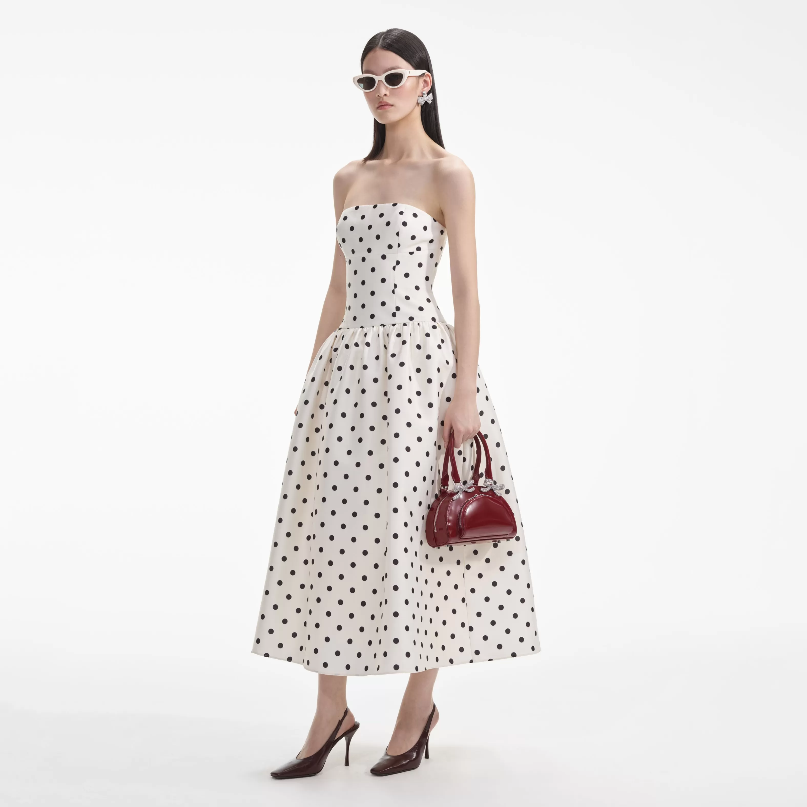 cream_polka_dot_taffeta_midi_dress_7563.webp New Polka Dot Taffeta Midi Dress Dresses | Icons