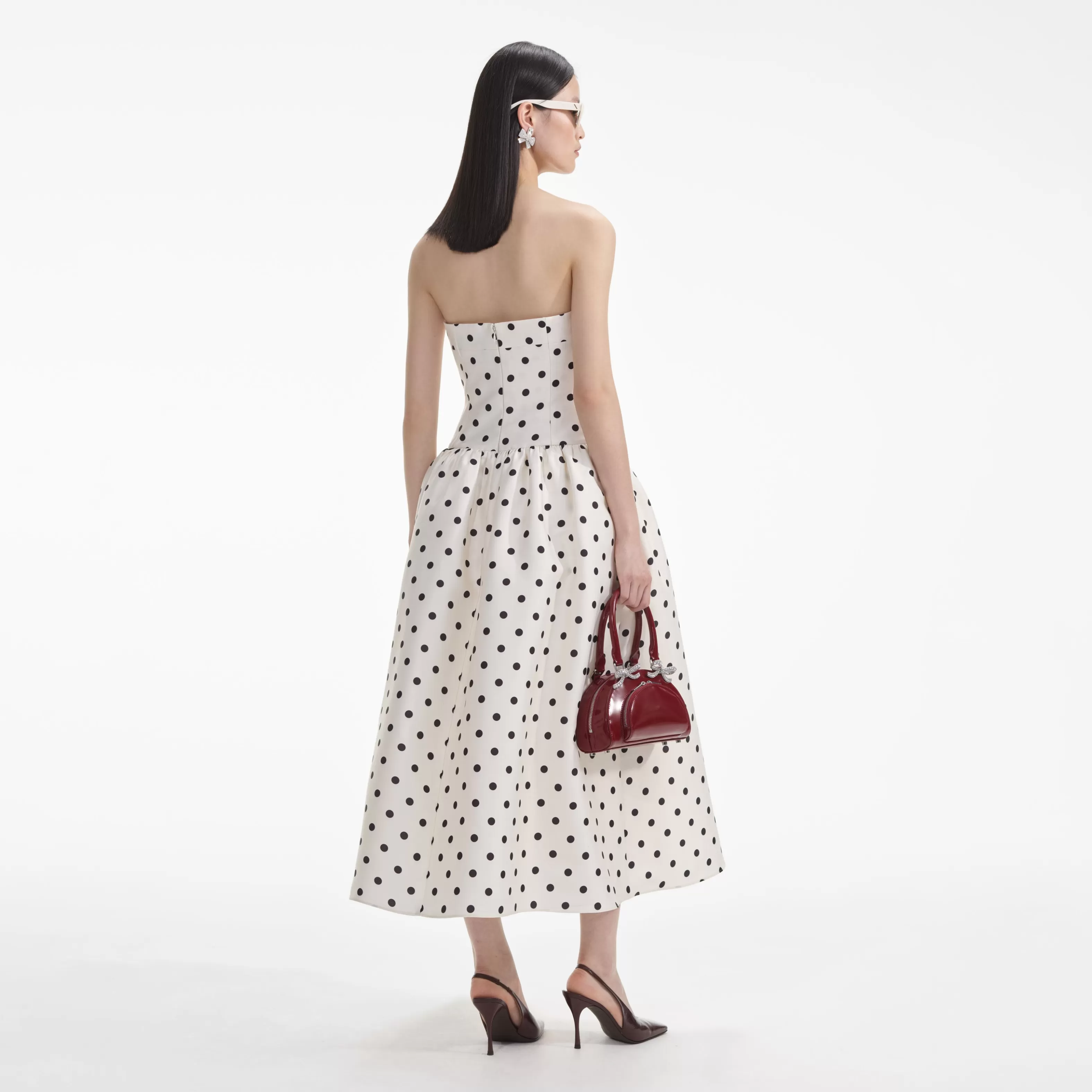 cream_polka_dot_taffeta_midi_dress_7564.webp New Polka Dot Taffeta Midi Dress Dresses | Icons