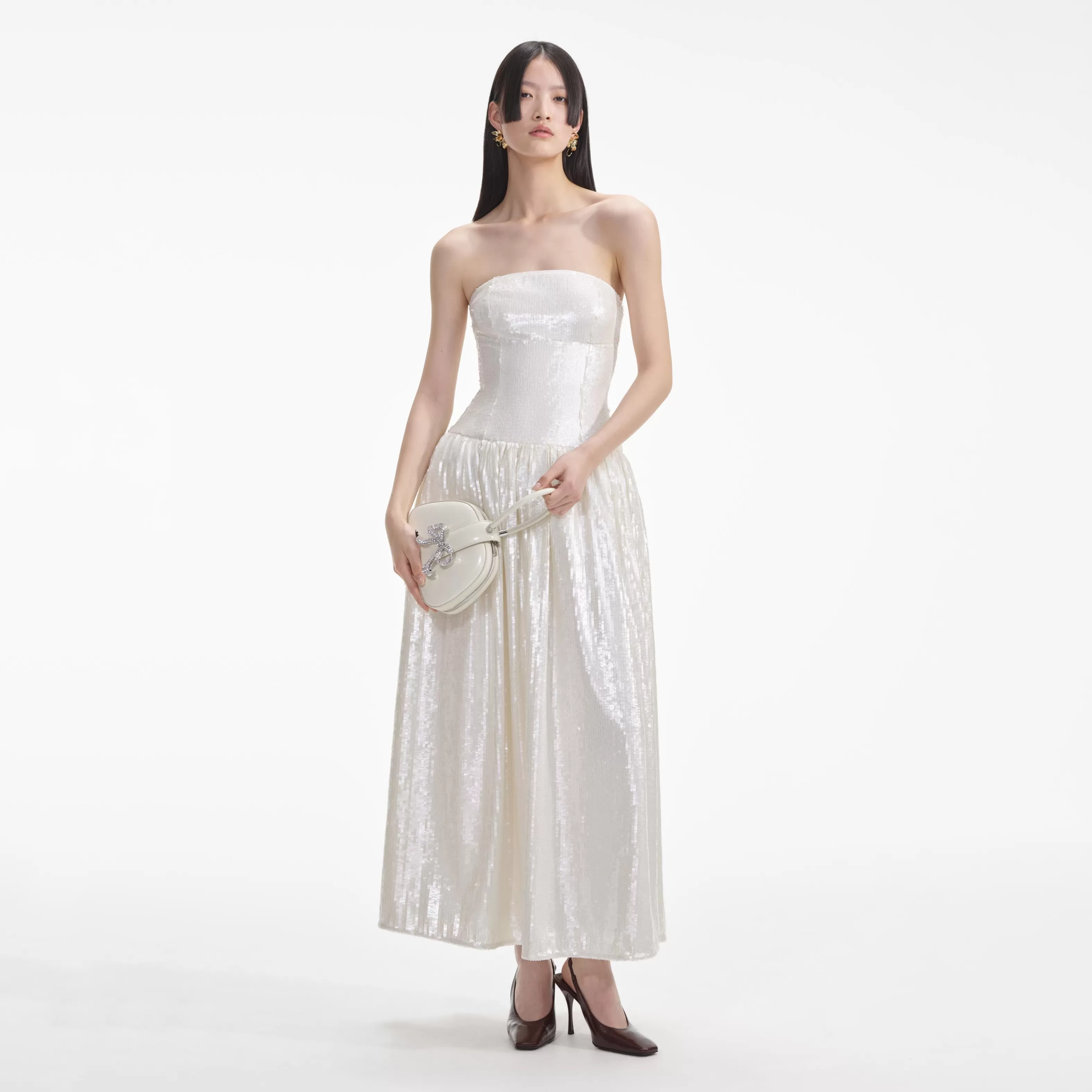 cream_sequin_bandeau_midi_dress_7224.webp Cheap Sequin Bandeau Midi Dress Dresses