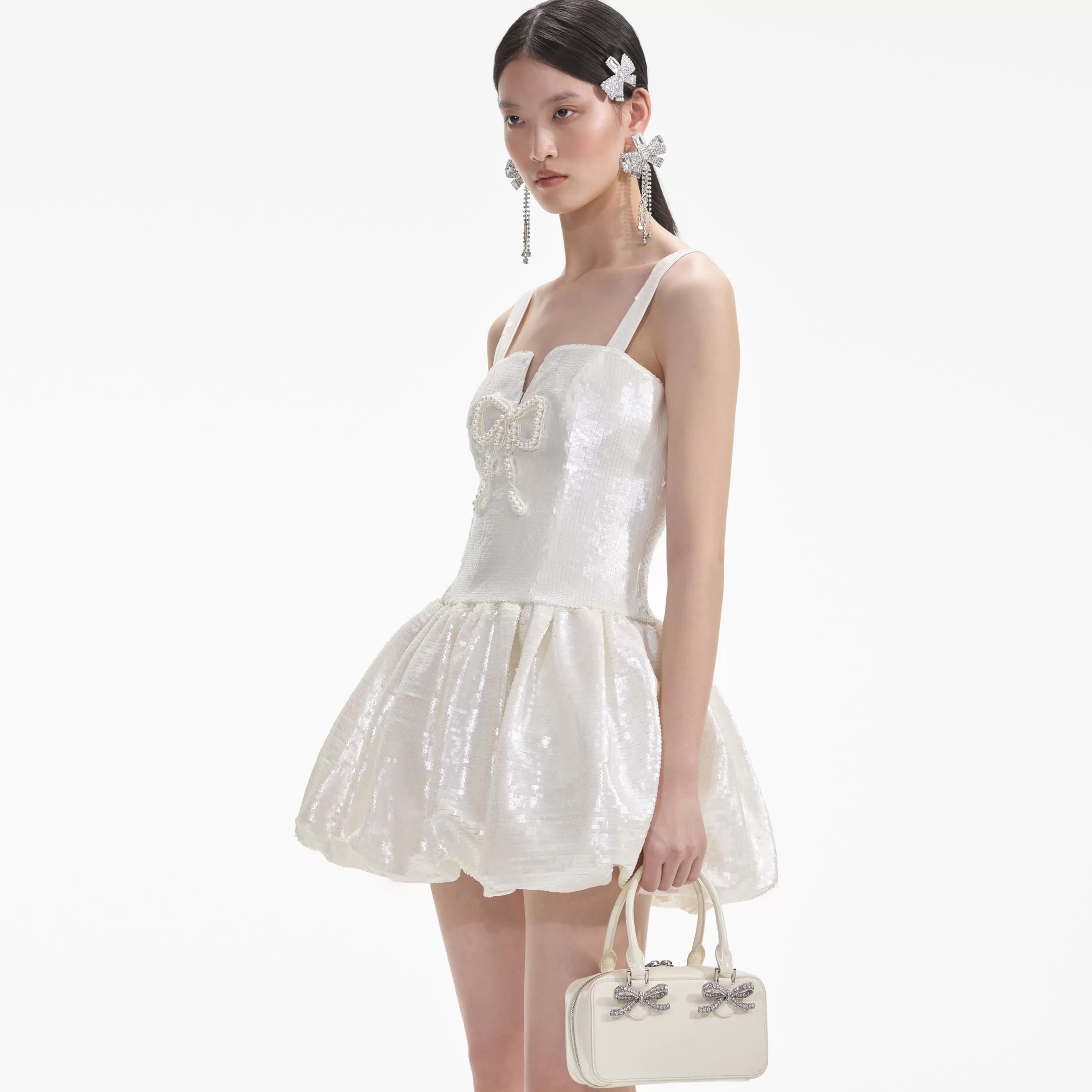 cream_sequin_bow_mini_dress_7262.webp Cheap Sequin Bow Mini Dress Dresses