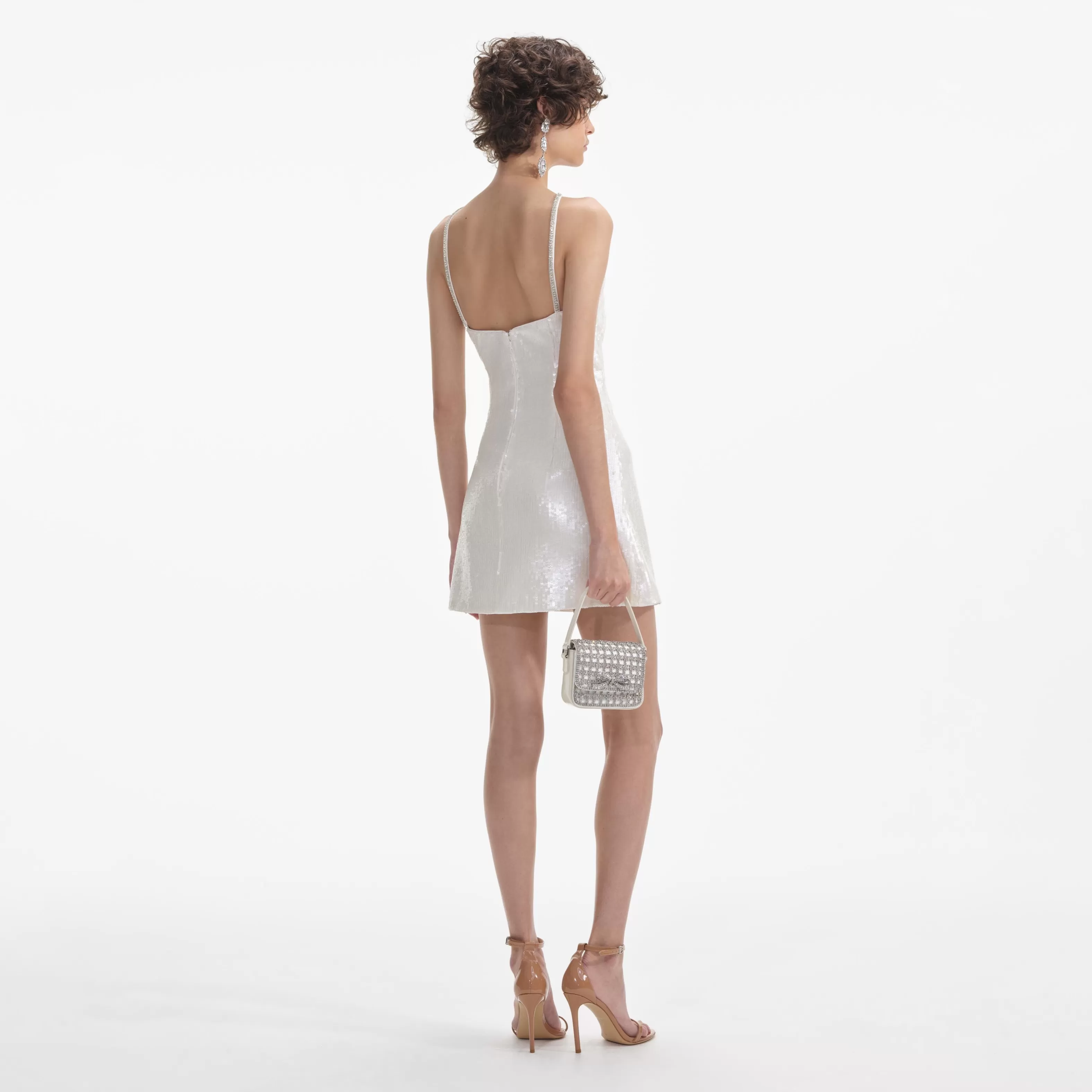 cream_sequin_halter_mini_dress_6348.webp Clearance Sequin Halter Mini Dress Dresses