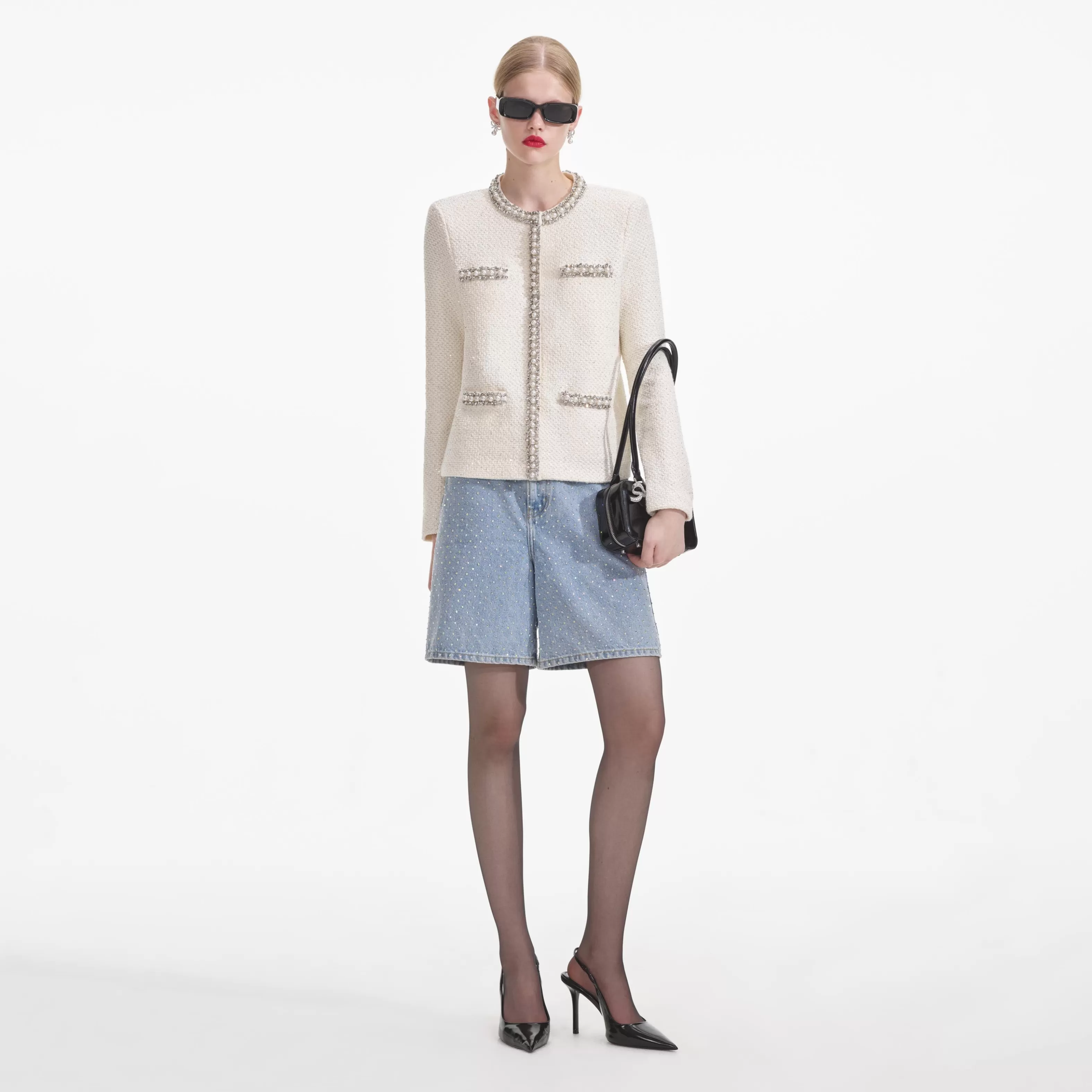 cream_textured_knit_embellished_cardigan_8863.webp Discount Textured Knit Embellished Cardigan Knitwear | Tops