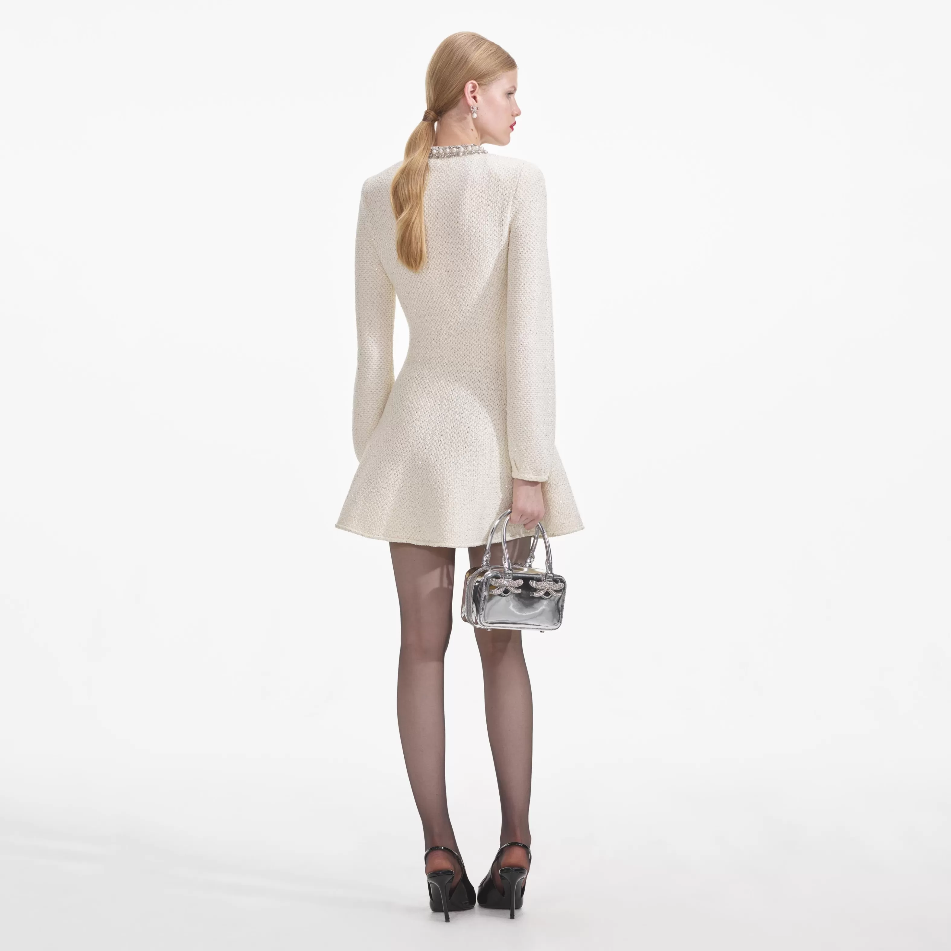 cream_textured_knit_embellished_mini_dress_6470.webp Best Sale Textured Knit Embellished Mini Dress Dresses | Knitwear
