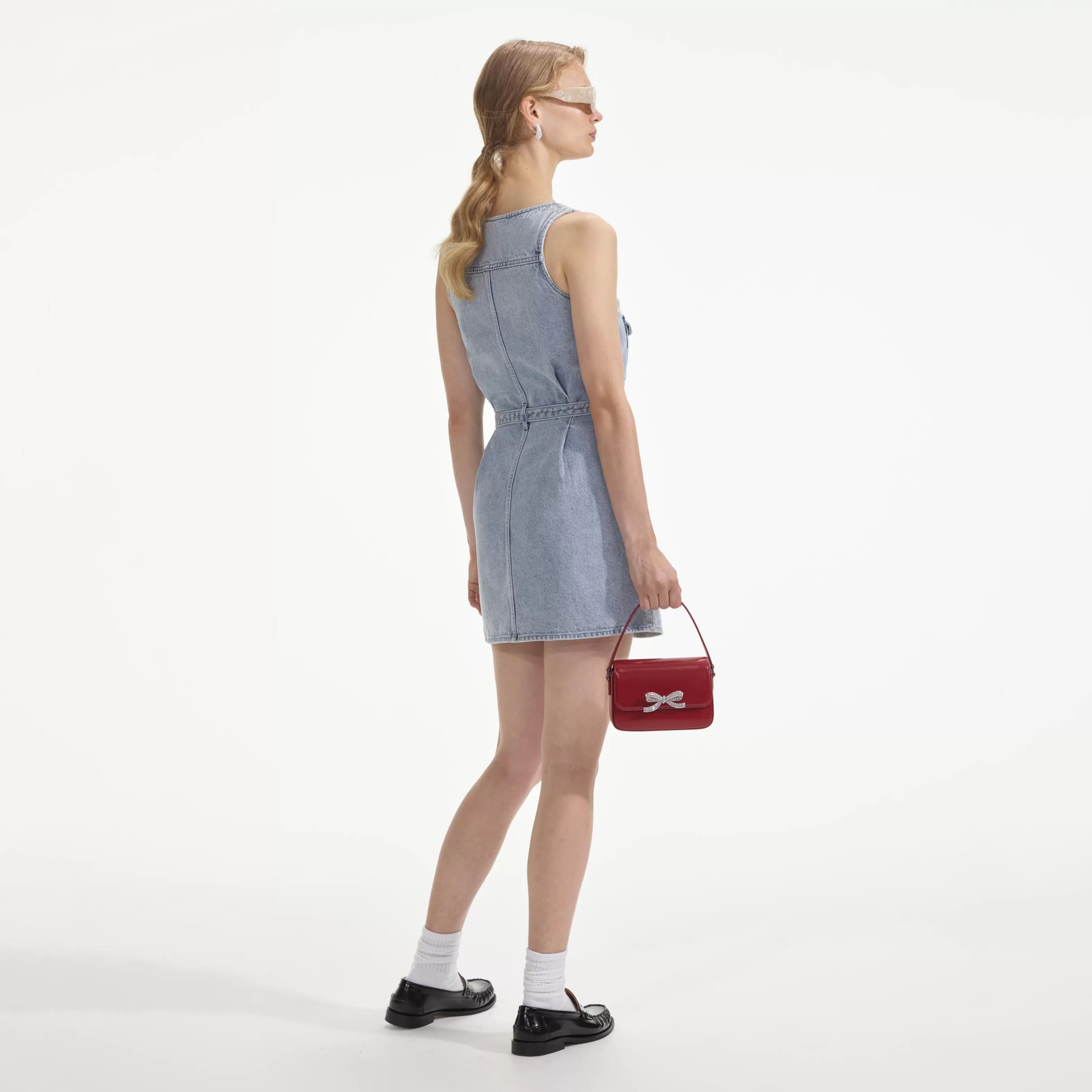 embellished_denim_mini_dress_7722.webp Best Sale Denim Mini Dress Dresses | Denim