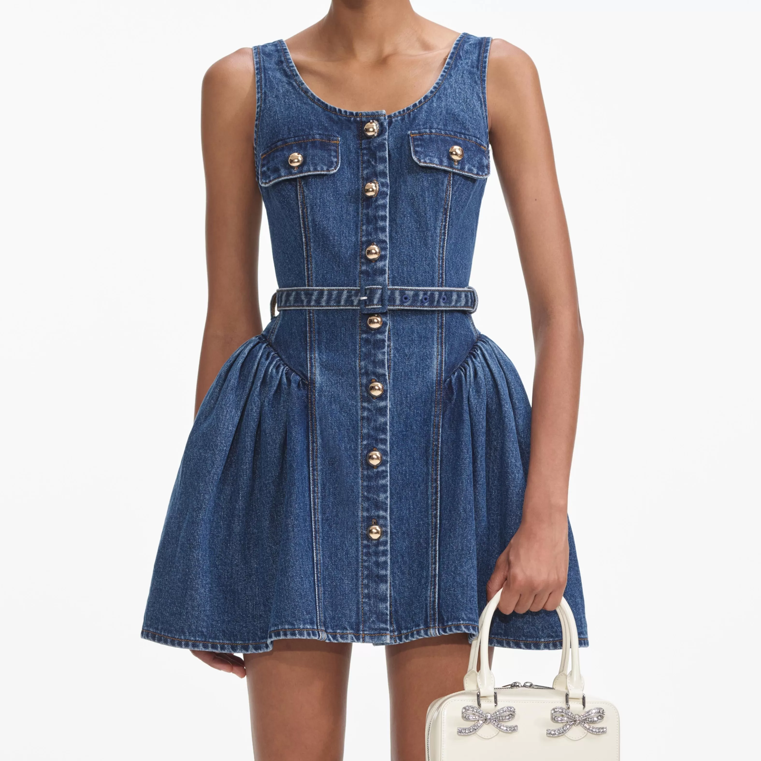 flared_denim_mini_dress_6970.webp Sale Denim Mini Dress Dresses | Denim