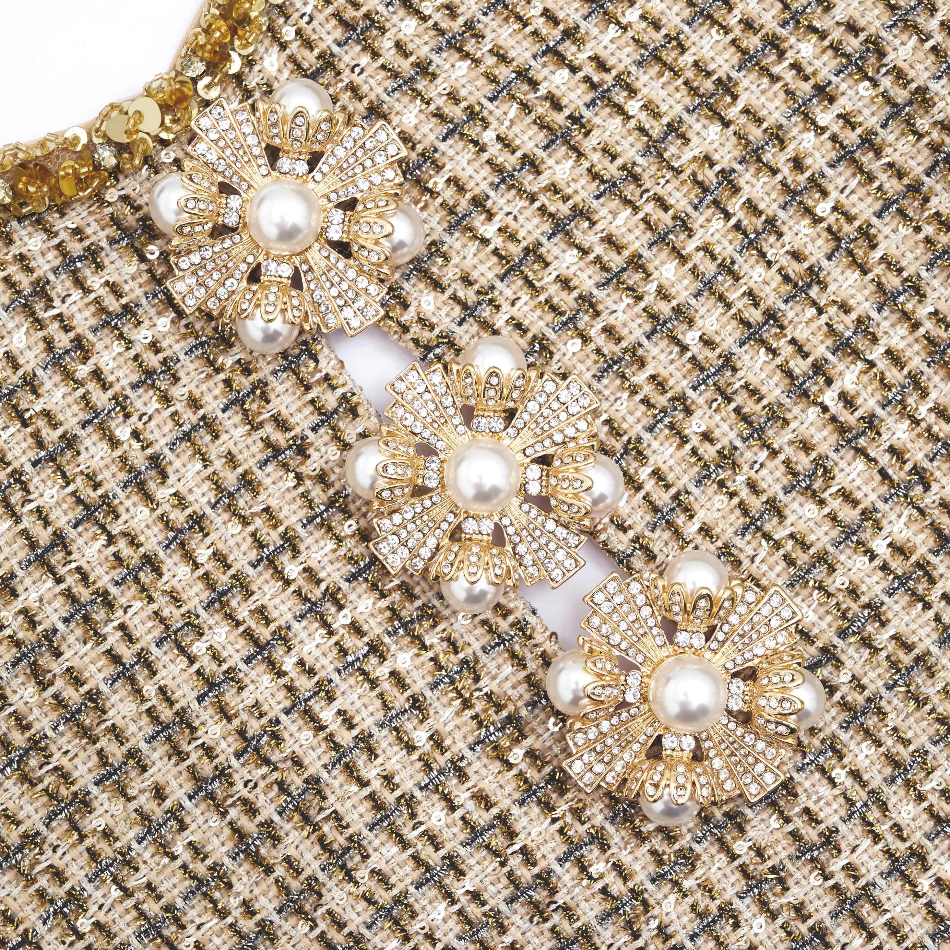 gold_boucle_embellished_mini_dress_7819.webp Discount Boucle Embellished Mini Dress Dresses | Exclusives
