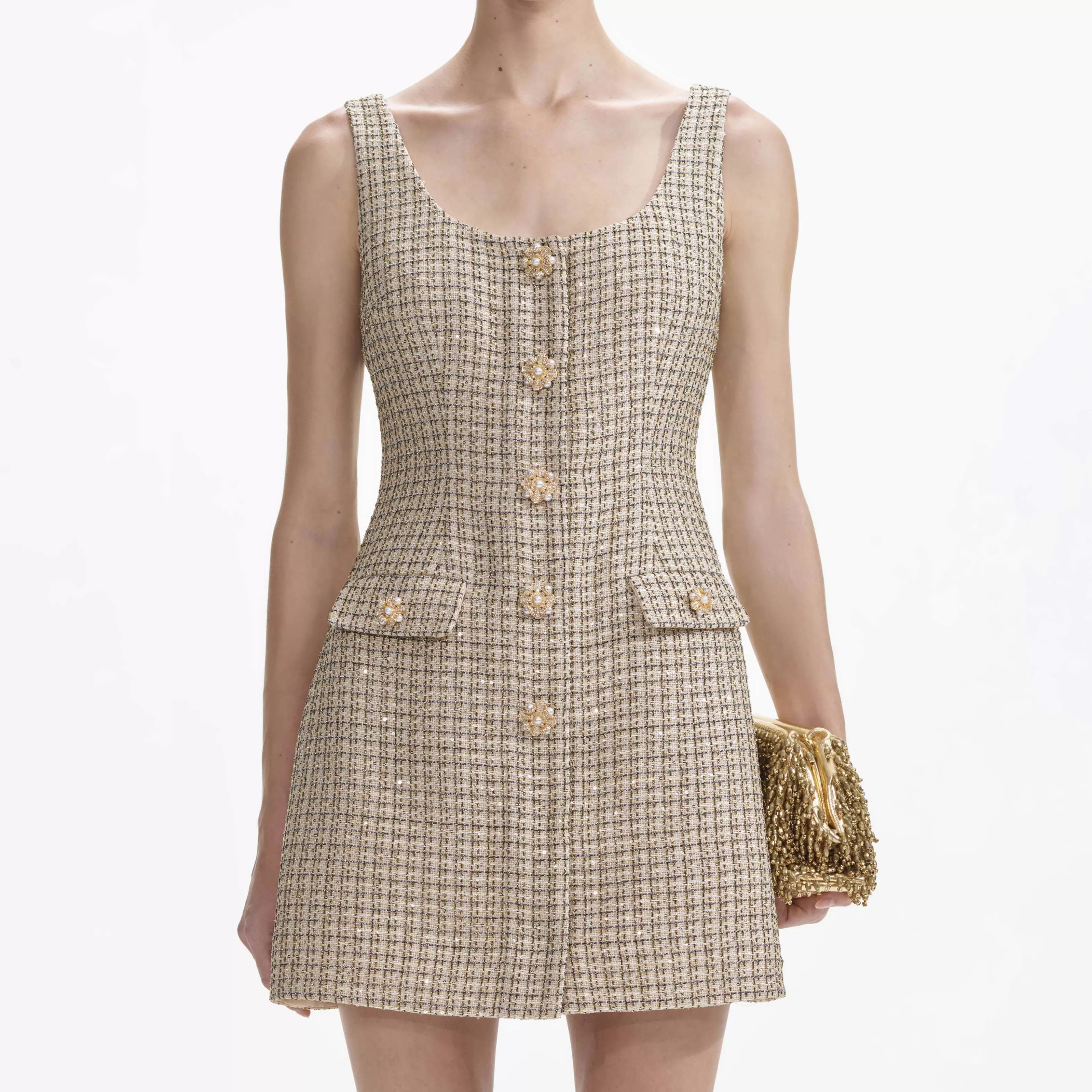 gold_boucle_mini_dress_7827.webp Outlet Boucle Mini Dress Dresses | Exclusives