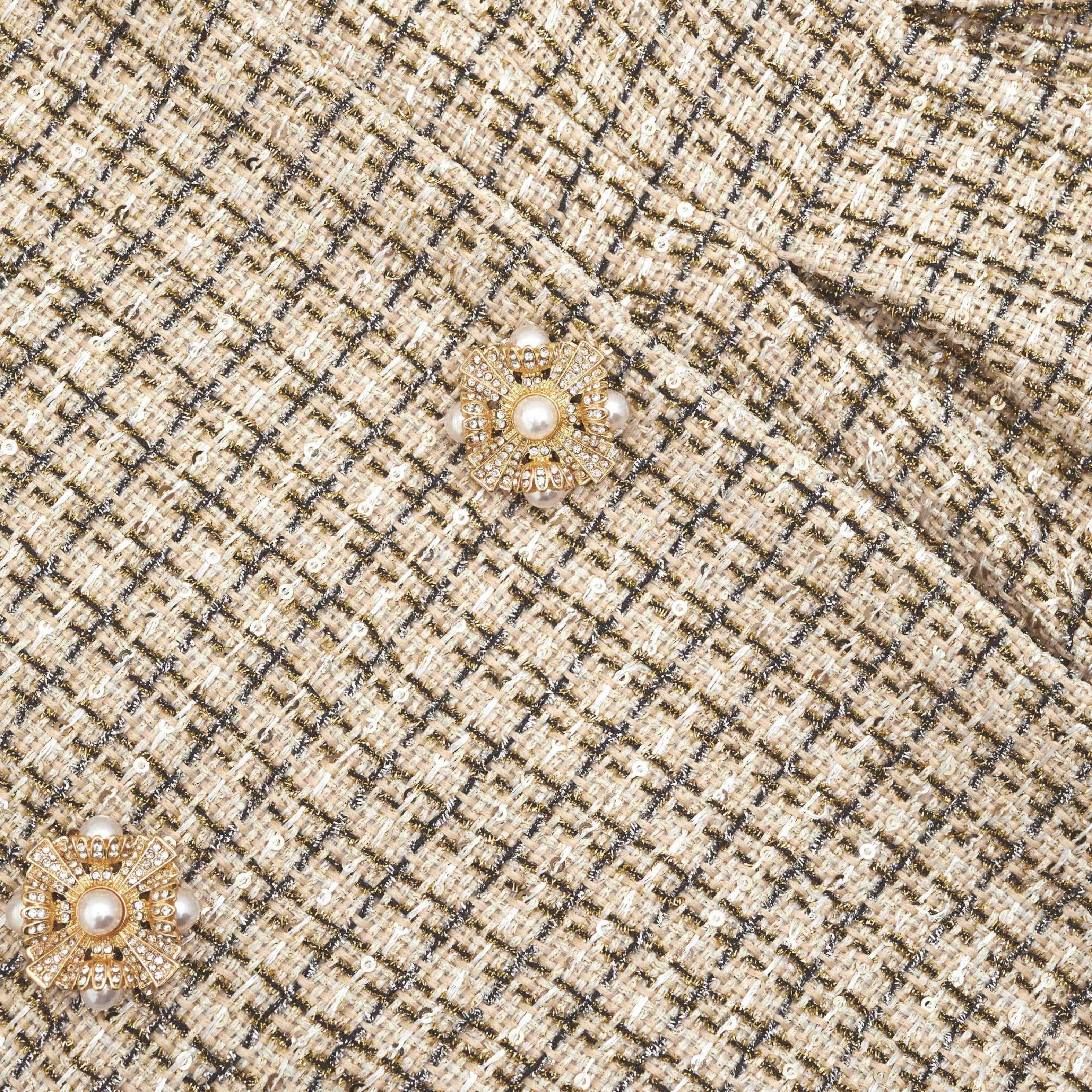 gold_boucle_open_neck_mini_dress_7843.webp Best Sale Boucle Open Neck Mini Dress Dresses | Exclusives