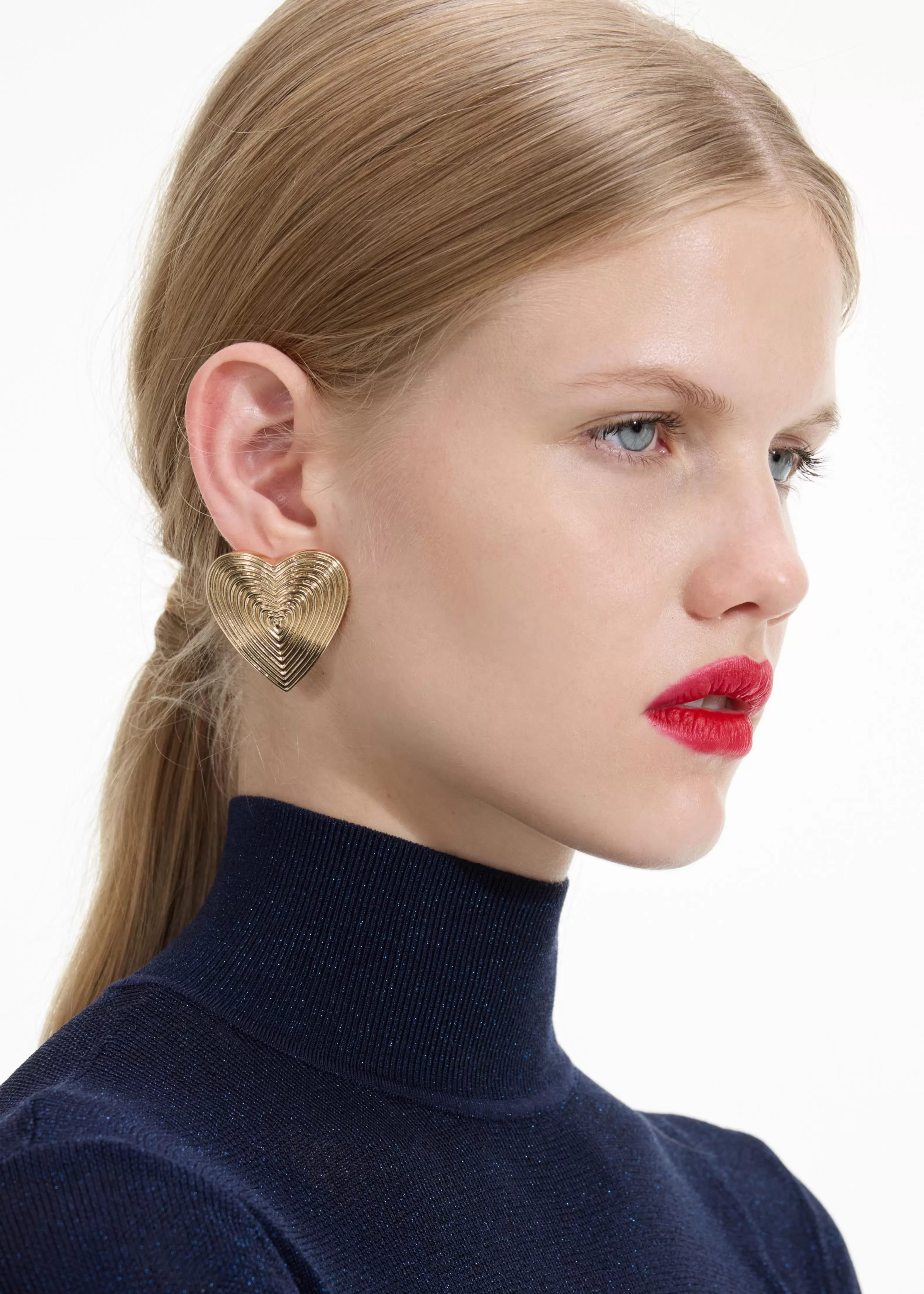 gold_heart_ridged_earrings_10807.webp Cheap Heart Ridged Earrings Jewellery