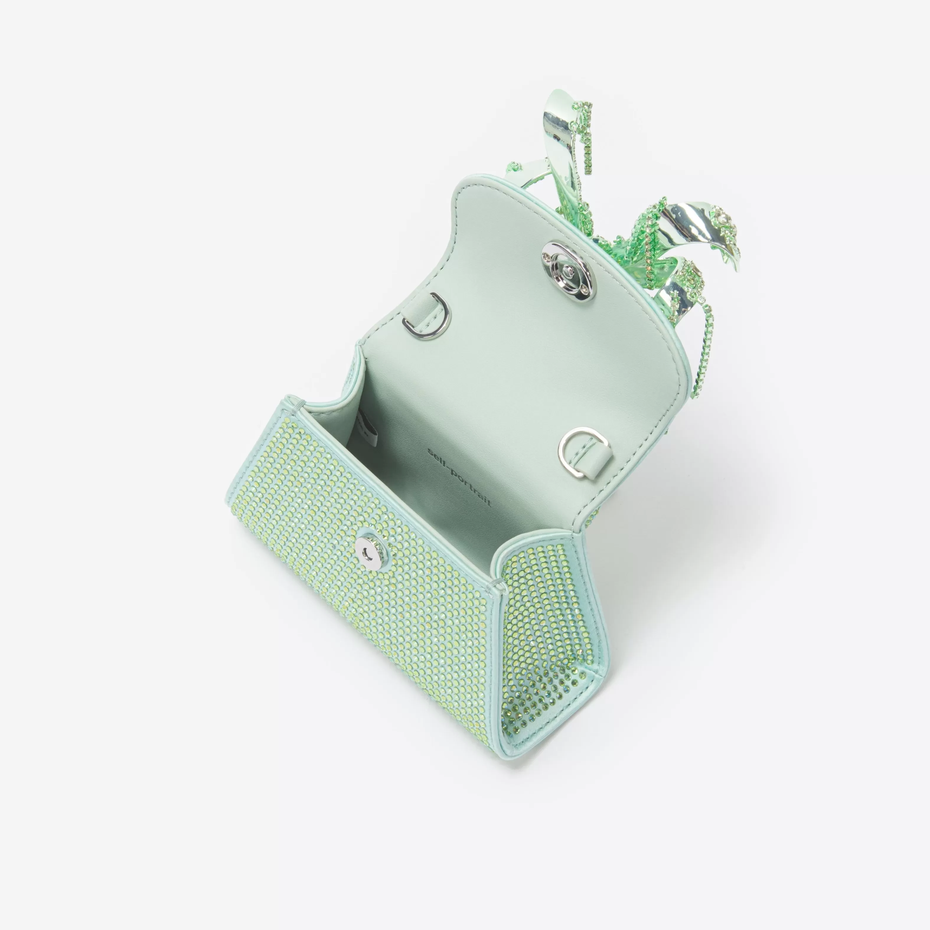 green_satin_rhinestone_micro_bow_bag_11729.webp Store Satin Rhinestone Micro Bow Bag Handbags