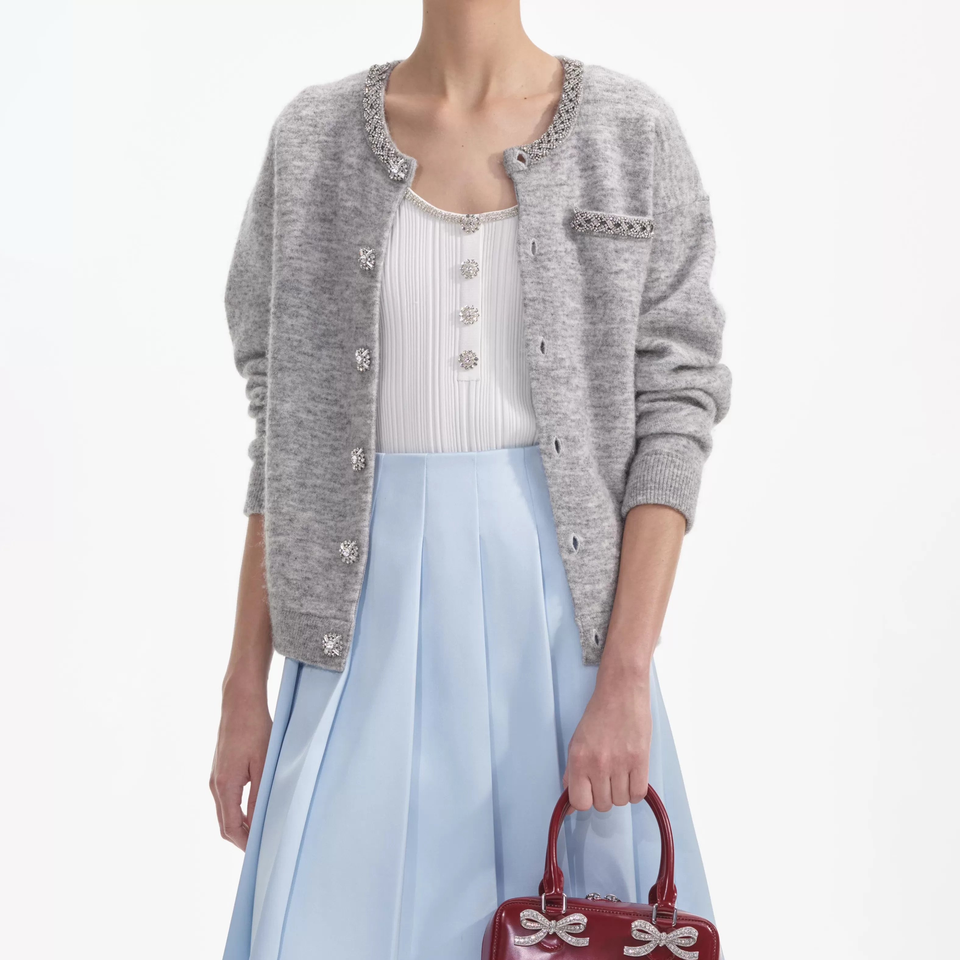 grey_melange_cardigan_9197.webp Sale Melange Cardigan Knitwear | Tops