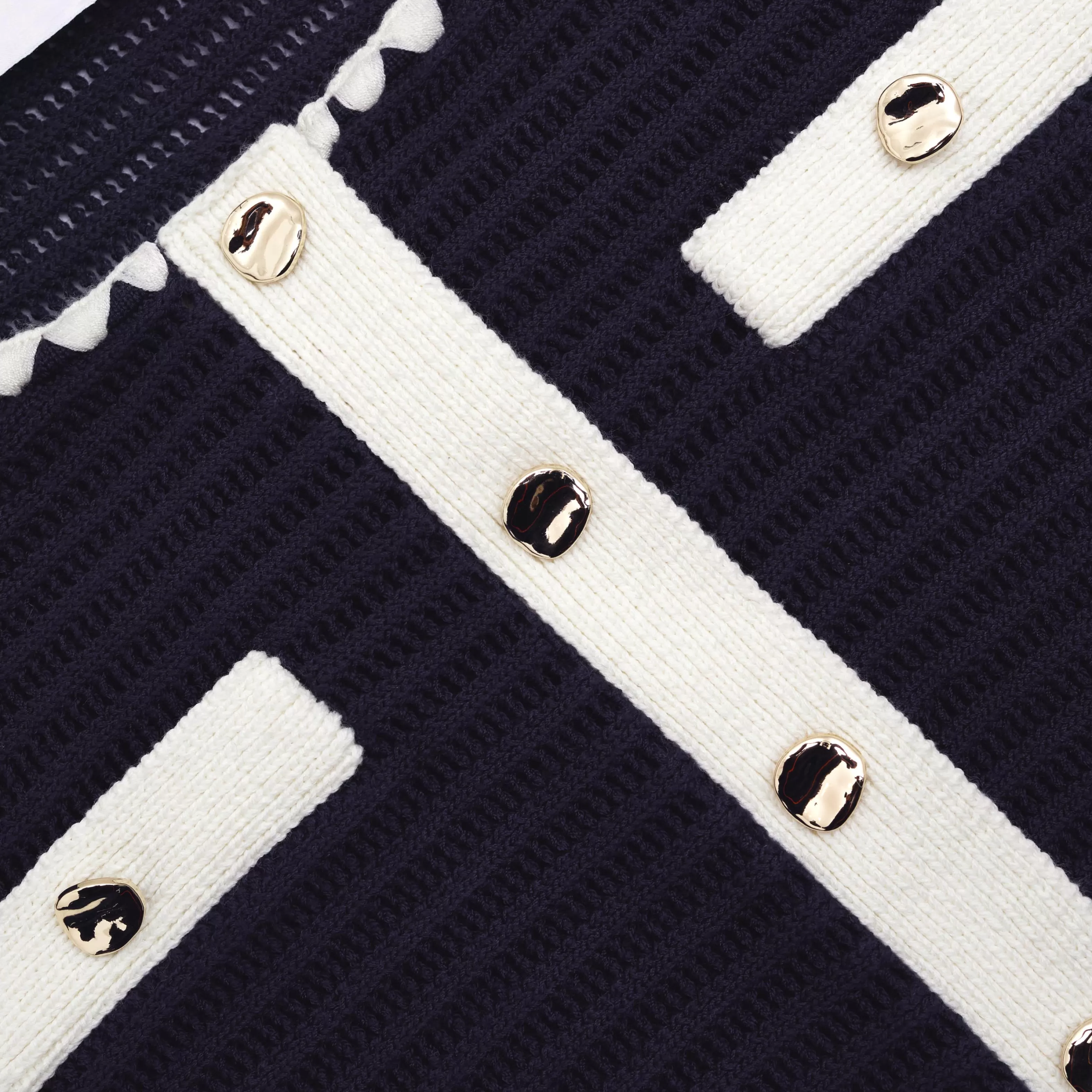 navy_crochet_contrast_trim_cardigan_9581.webp Sale Crochet Contrast Trim Cardigan Co-ords | Tops