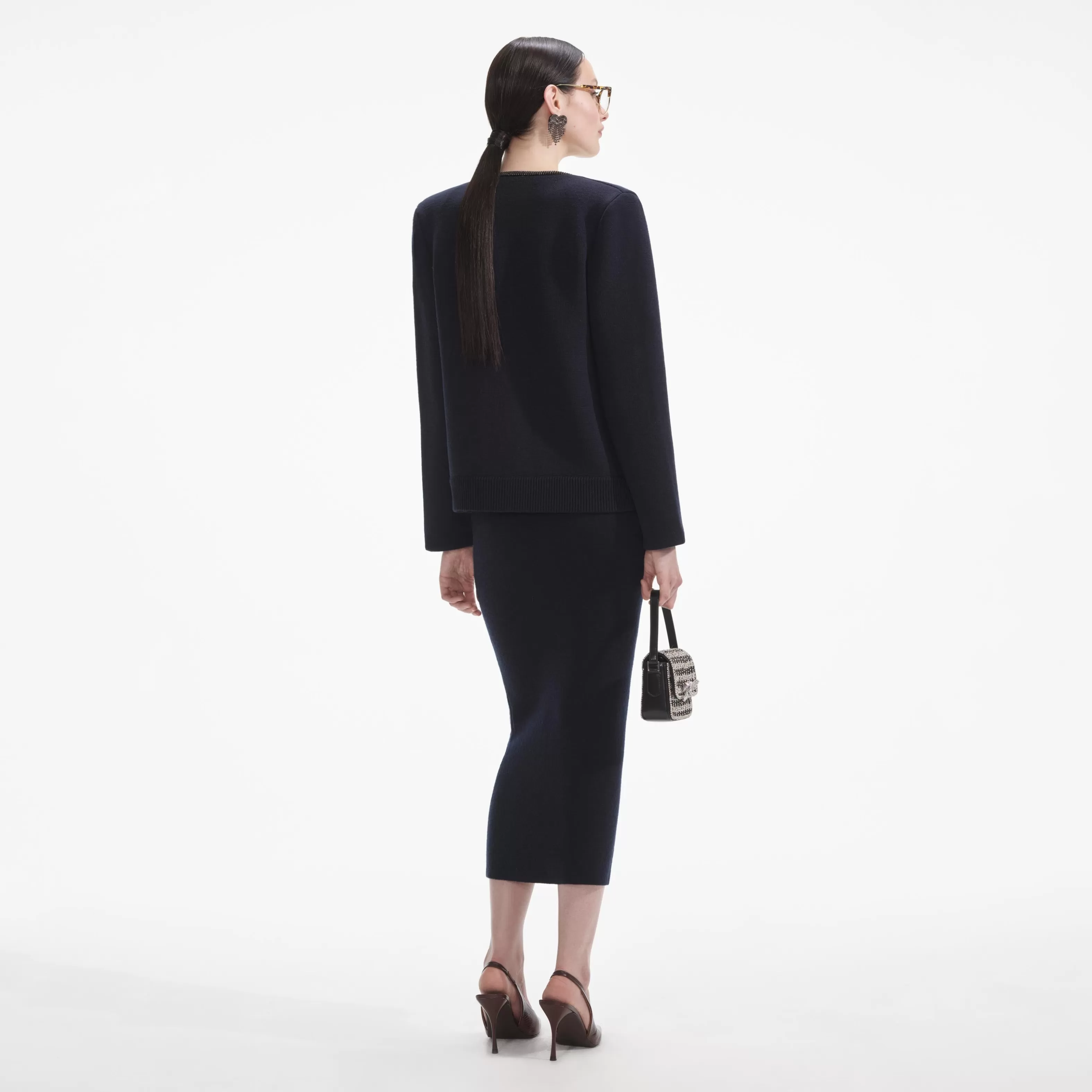navy_embellished_knit_cardigan_10131.webp Flash Sale Embellished Knit Cardigan Tops | Outerwear