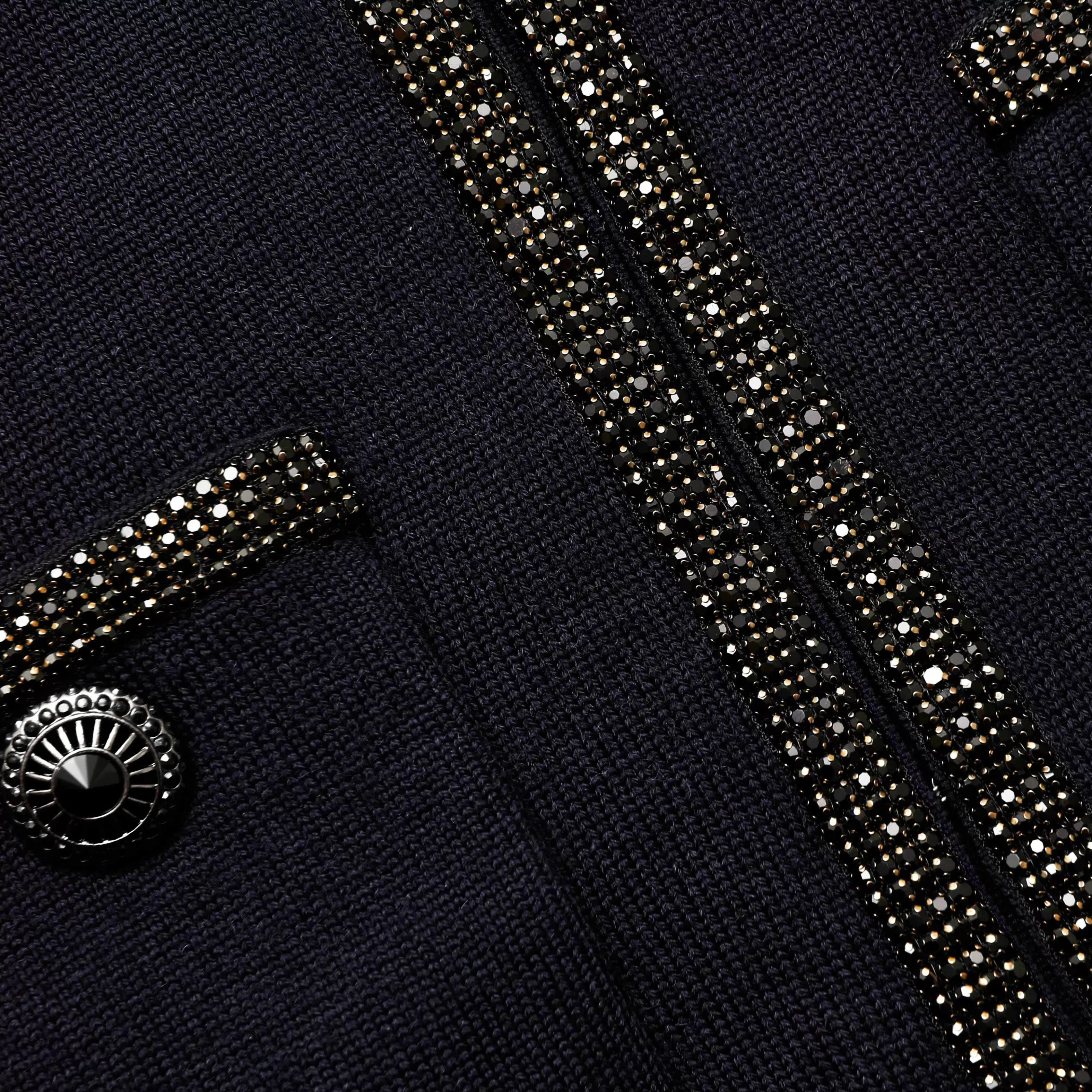 navy_embellished_knit_cardigan_10135.webp Flash Sale Embellished Knit Cardigan Tops | Outerwear