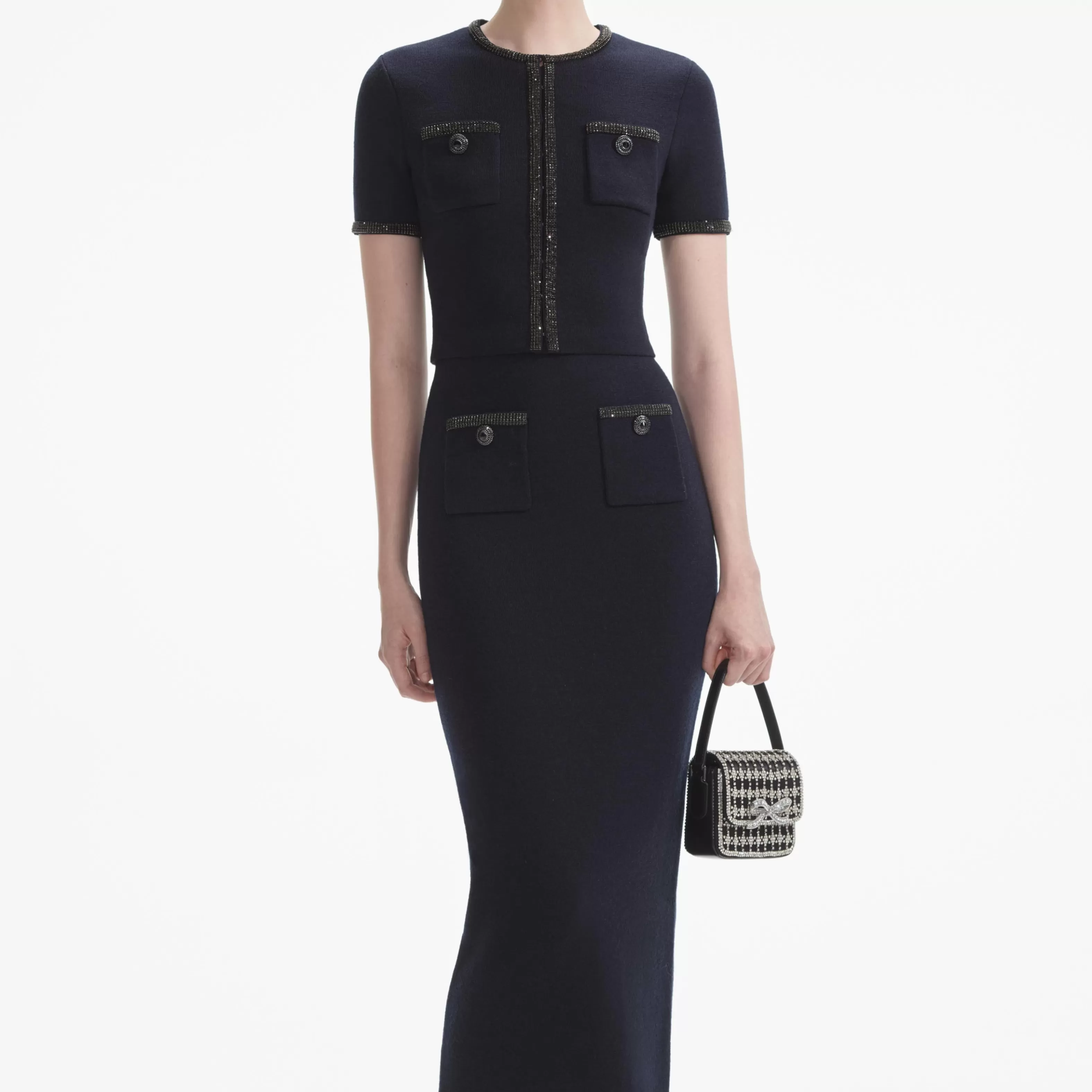 navy_embellished_knit_top_9461.webp Cheap Embellished Knit Top Co-ords | Tops