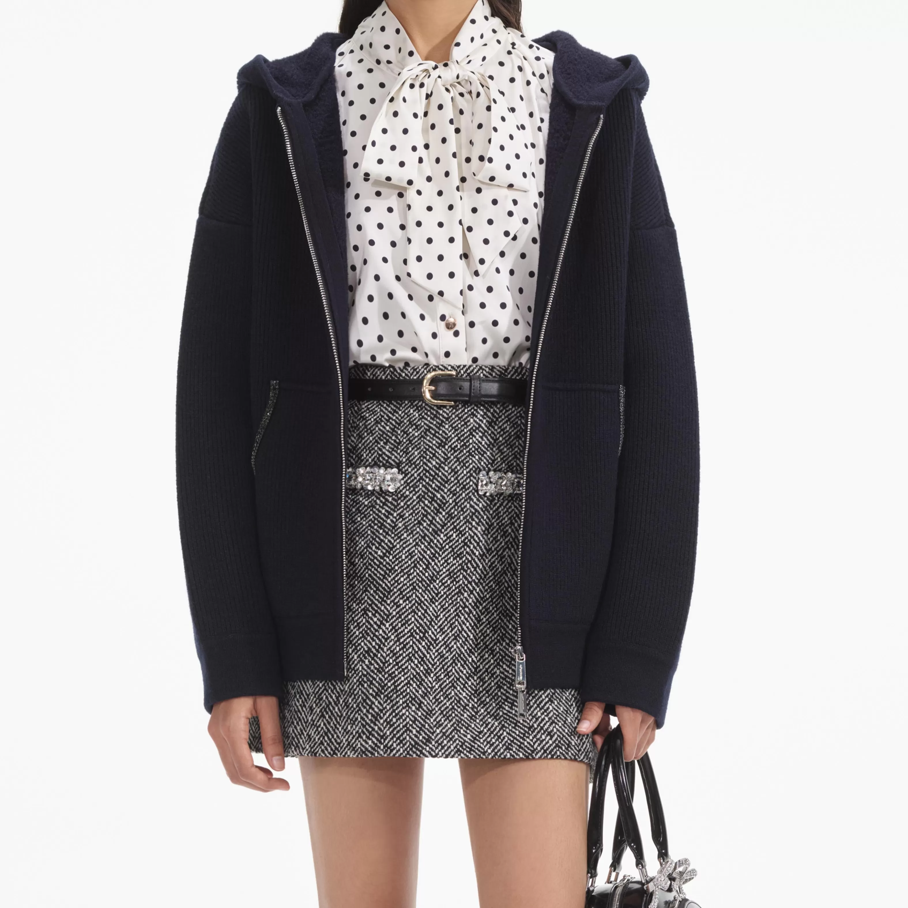 navy_knit_diamante_trim_hoodie_9173.webp Hot Knit Diamante Trim Hoodie Knitwear | Outerwear