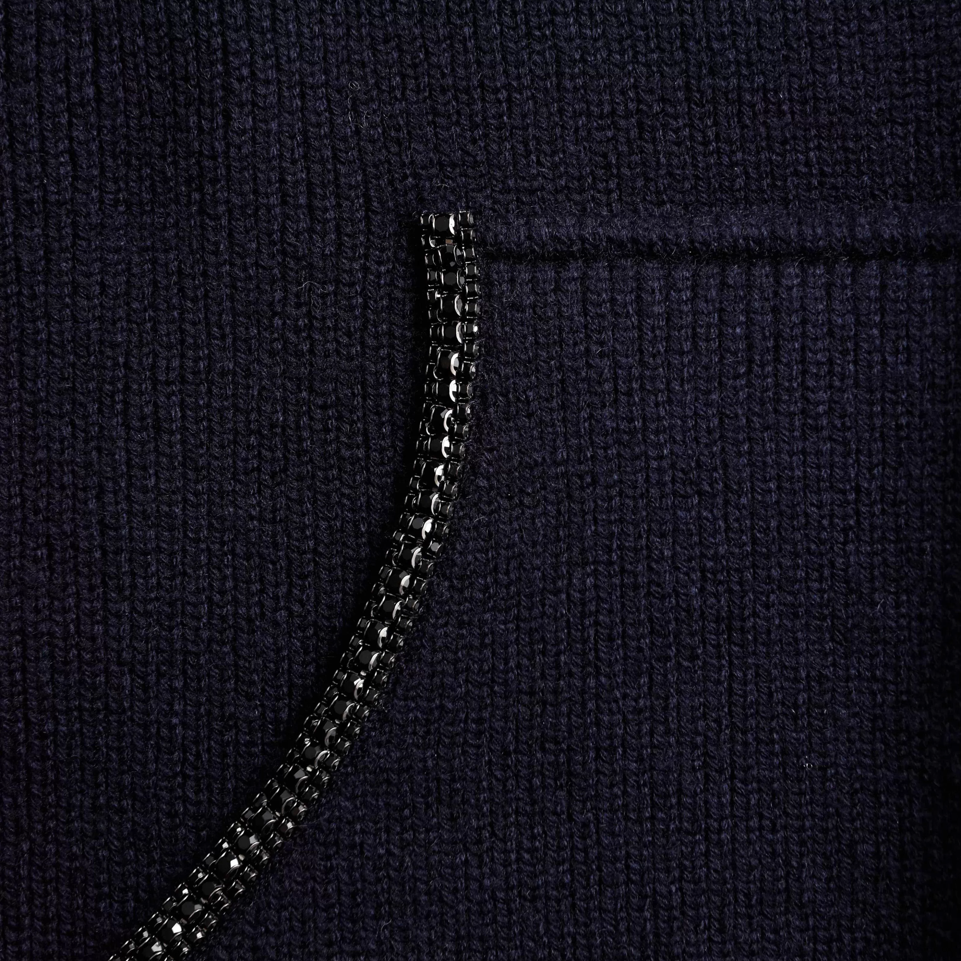 navy_knit_diamante_trim_hoodie_9174.webp Hot Knit Diamante Trim Hoodie Knitwear | Outerwear