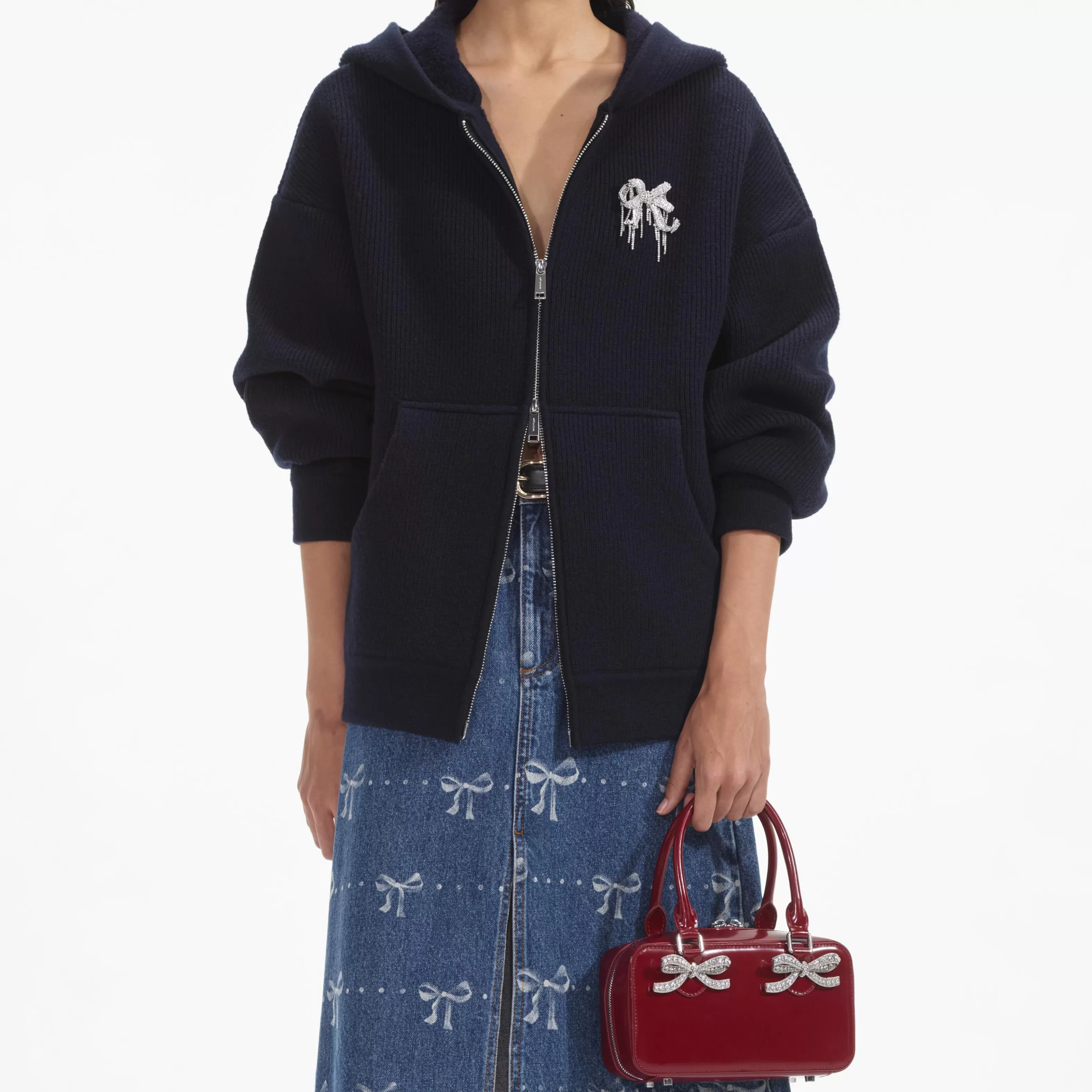 navy_knit_hoodie_9124.webp Hot Knit Hoodie Knitwear | Tops