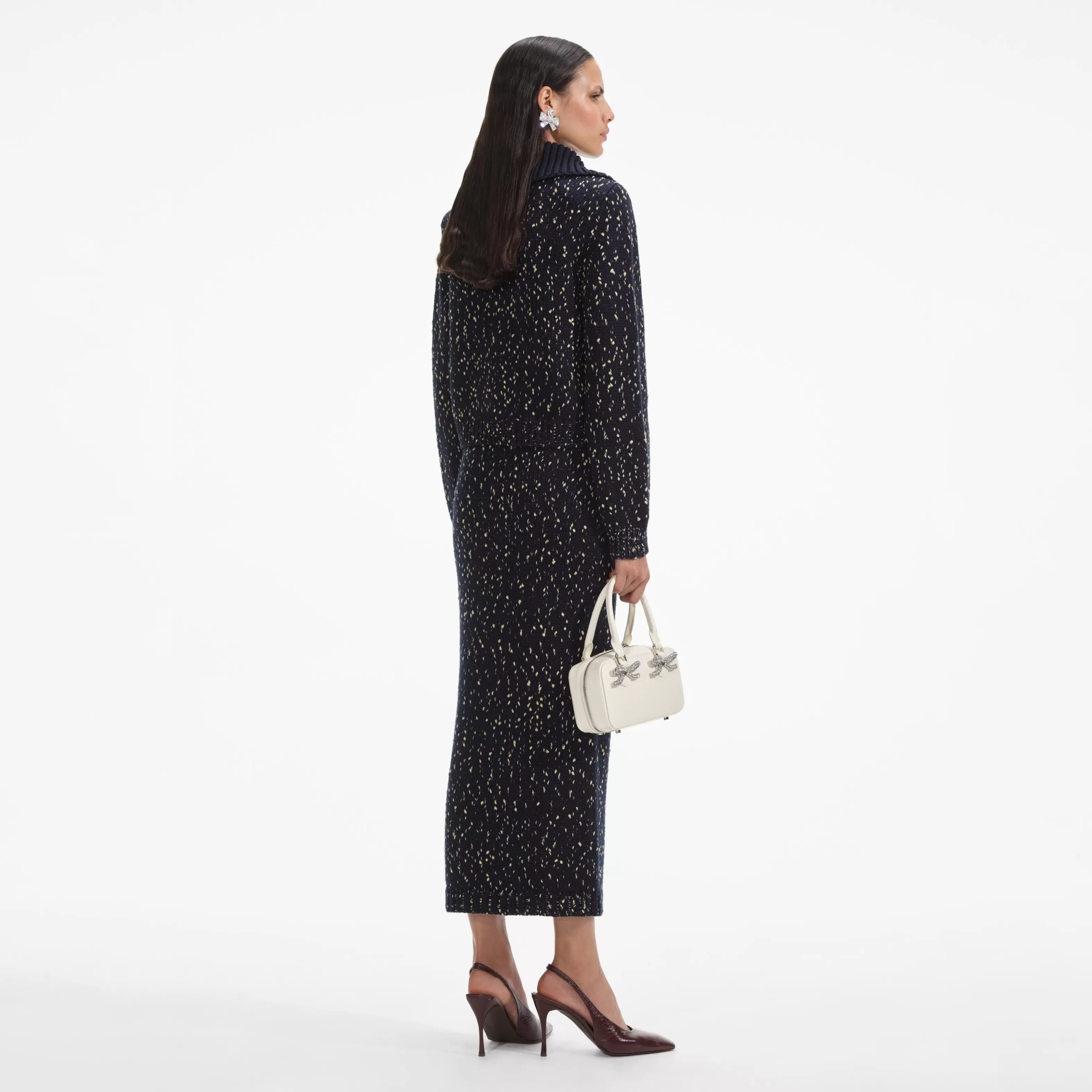 navy_metallic_merino_knit_midi_skirt_9474.webp Hot Metallic Merino Knit Midi Skirt Co-ords | Bottoms
