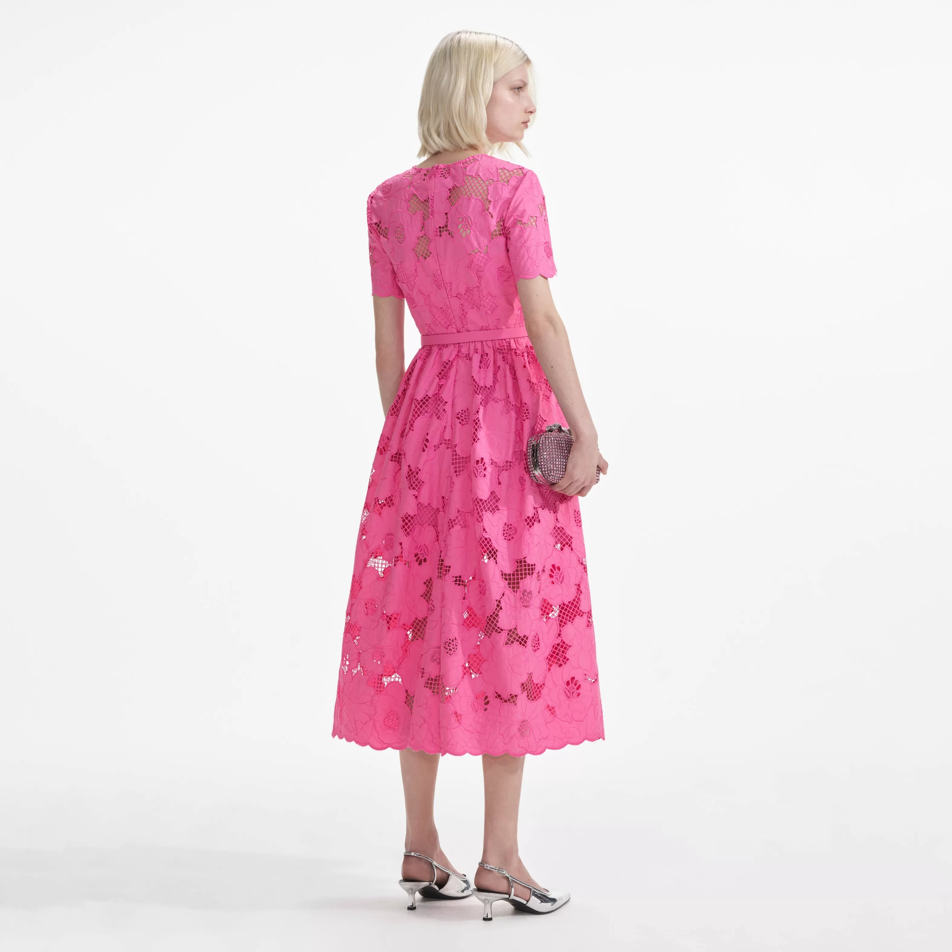 pink_cotton_lace_midi_dress_8113.webp Clearance Cotton Lace  Midi Dress Dresses | Bridesmaid