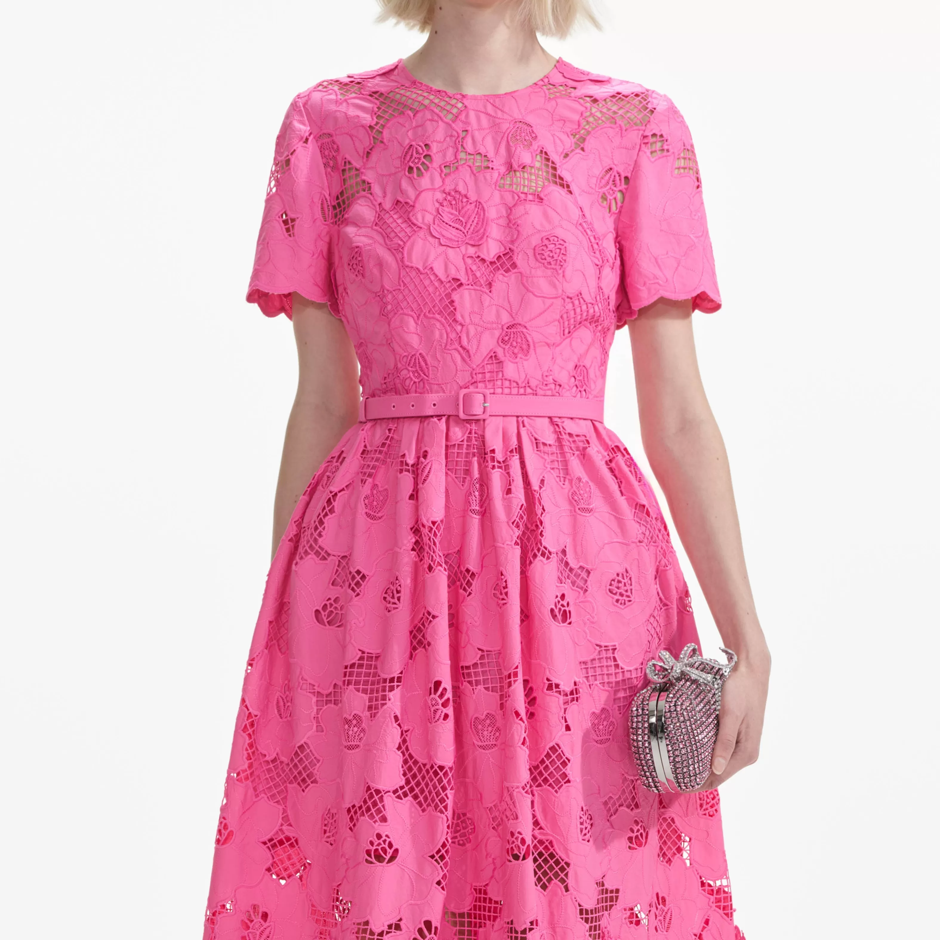 pink_cotton_lace_midi_dress_8114.webp Clearance Cotton Lace  Midi Dress Dresses | Bridesmaid