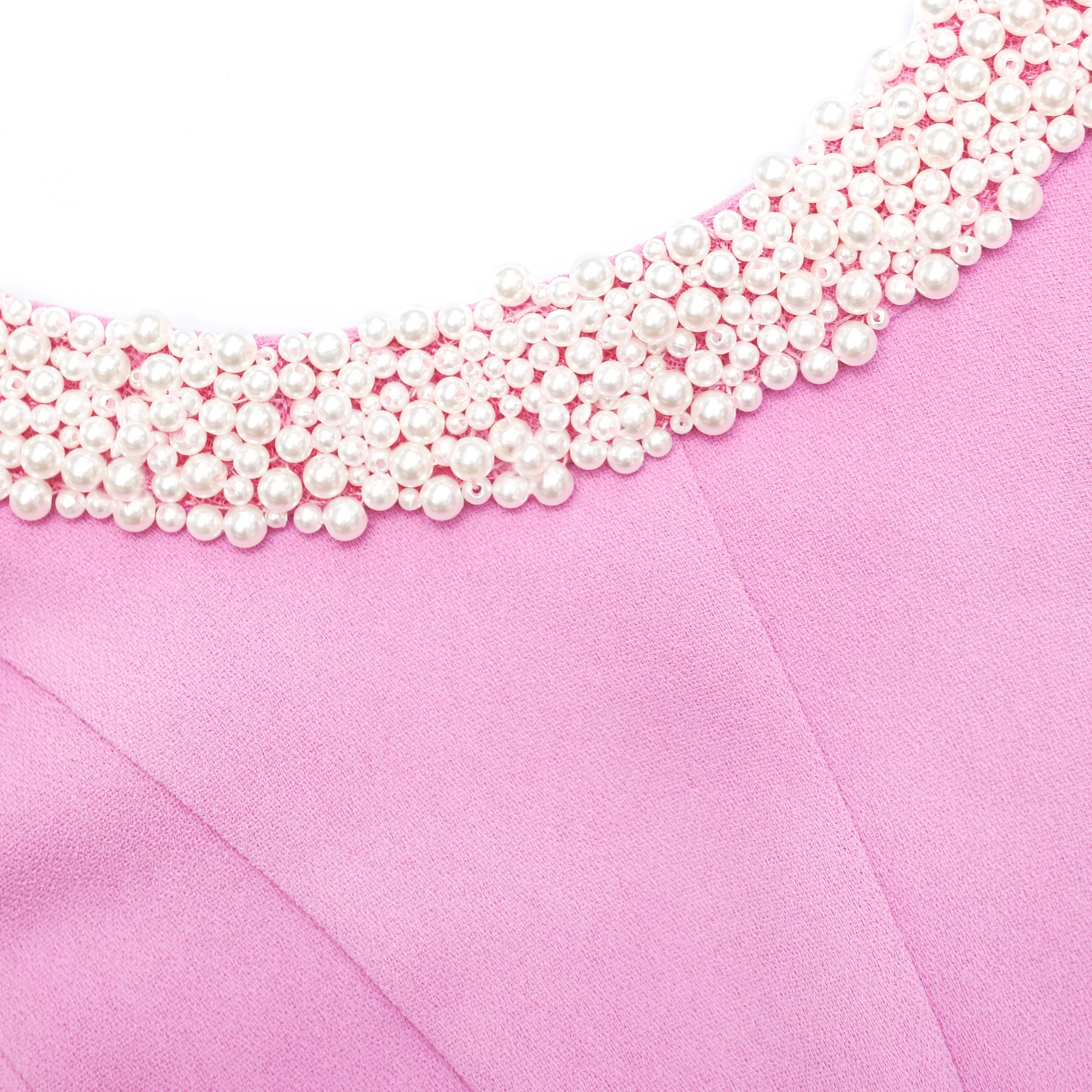 pink_crepe_pearl_trim_midi_dress_6625.webp Clearance Crepe Pearl Trim Midi Dress Dresses