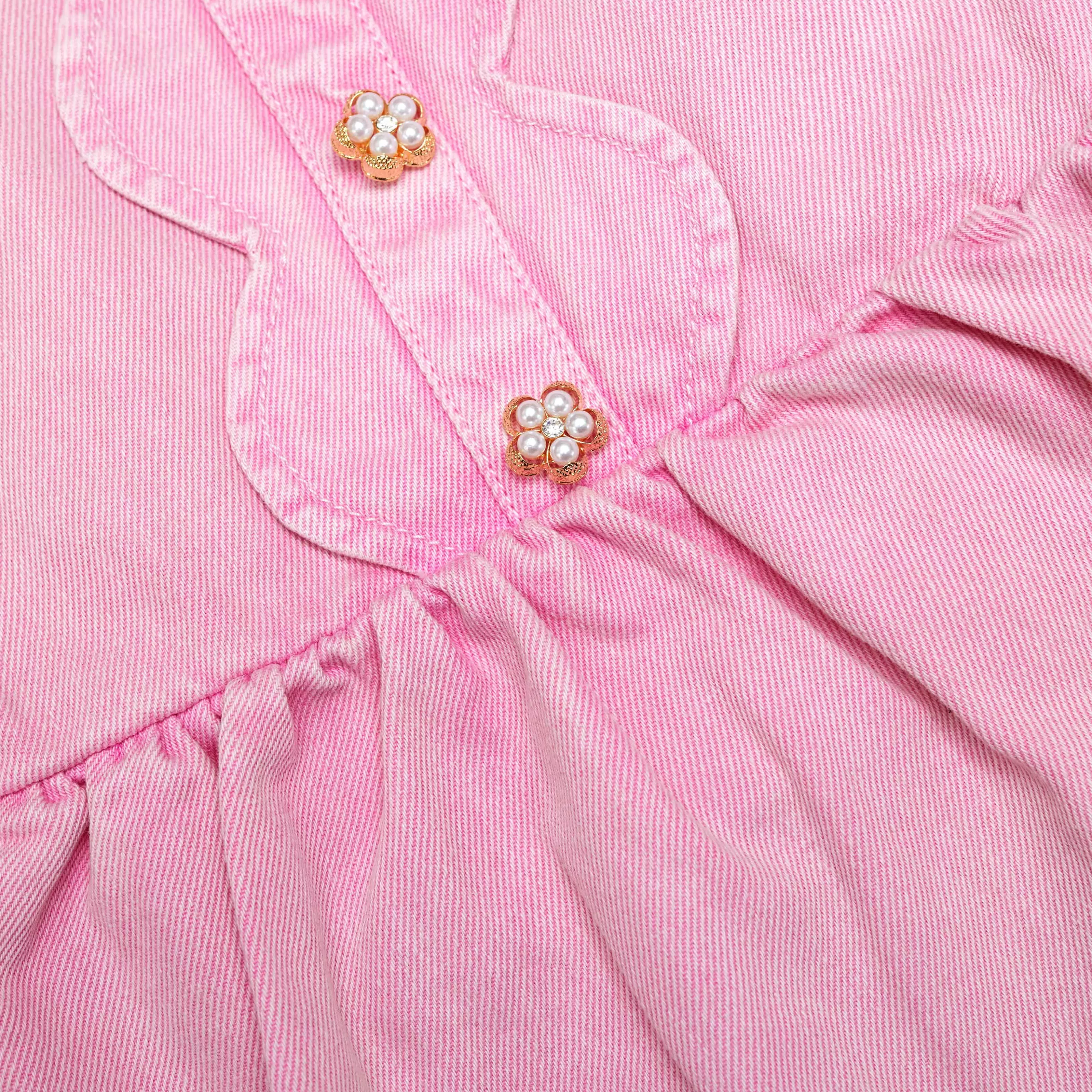 pink_denim_mini_dress_with_scallop_hem_12101.webp Online Denim Mini Dress With Scallop Hem Kids Kids