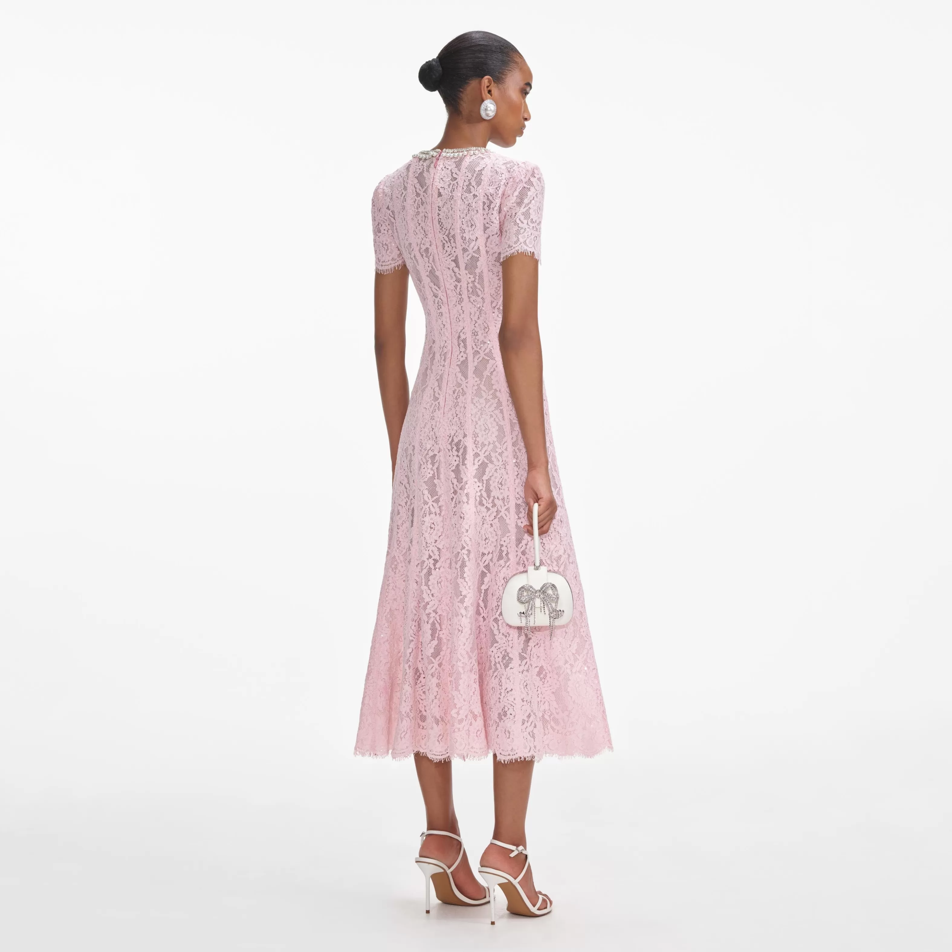pink_lace_embellished_midi_dress_6609.webp Sale Lace Embellished Midi Dress Dresses