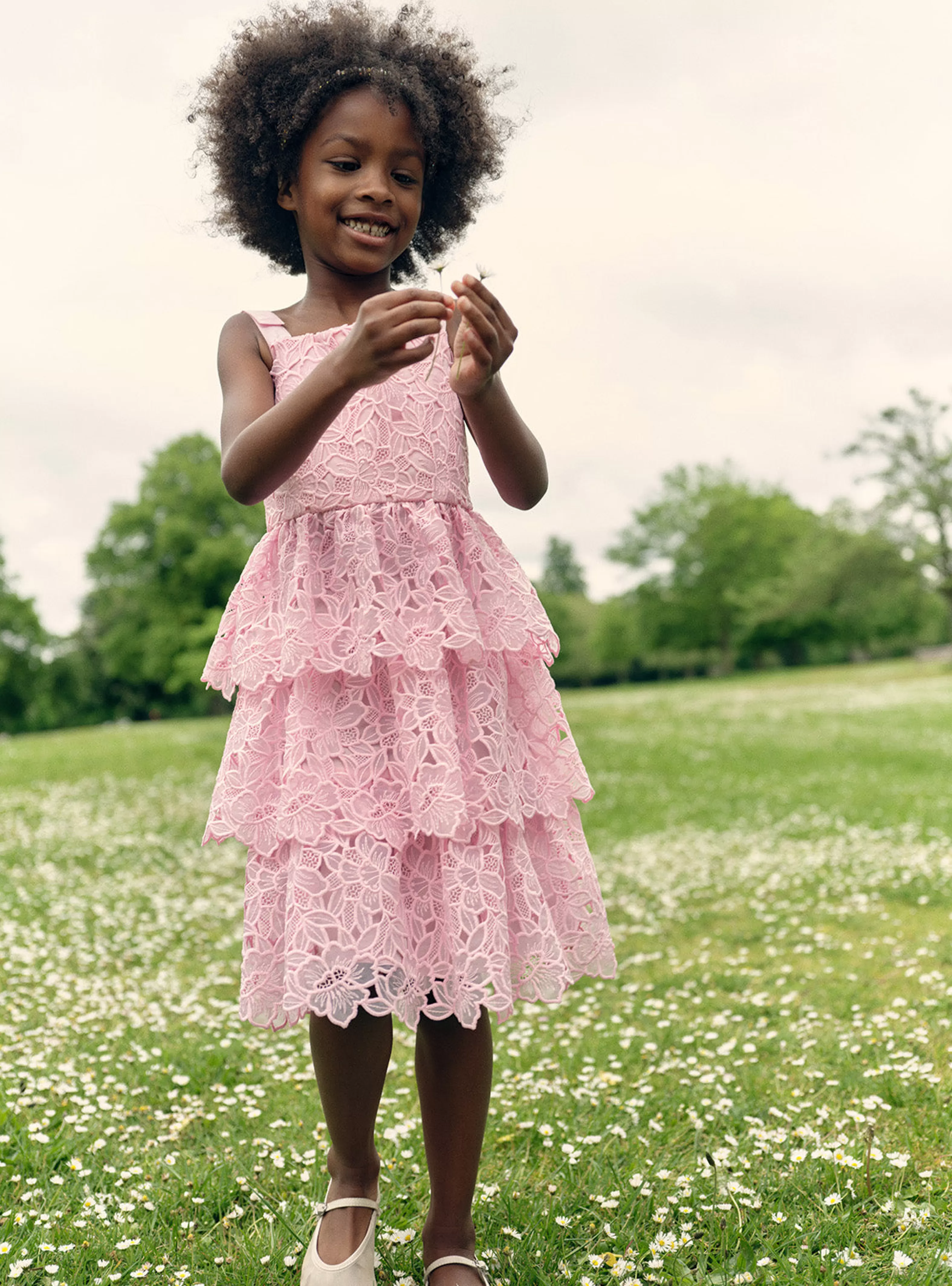 pink_organza_lace_midi_dress_10666.webp Shop Organza Lace Midi Dress Kids Flower Girl | Kids