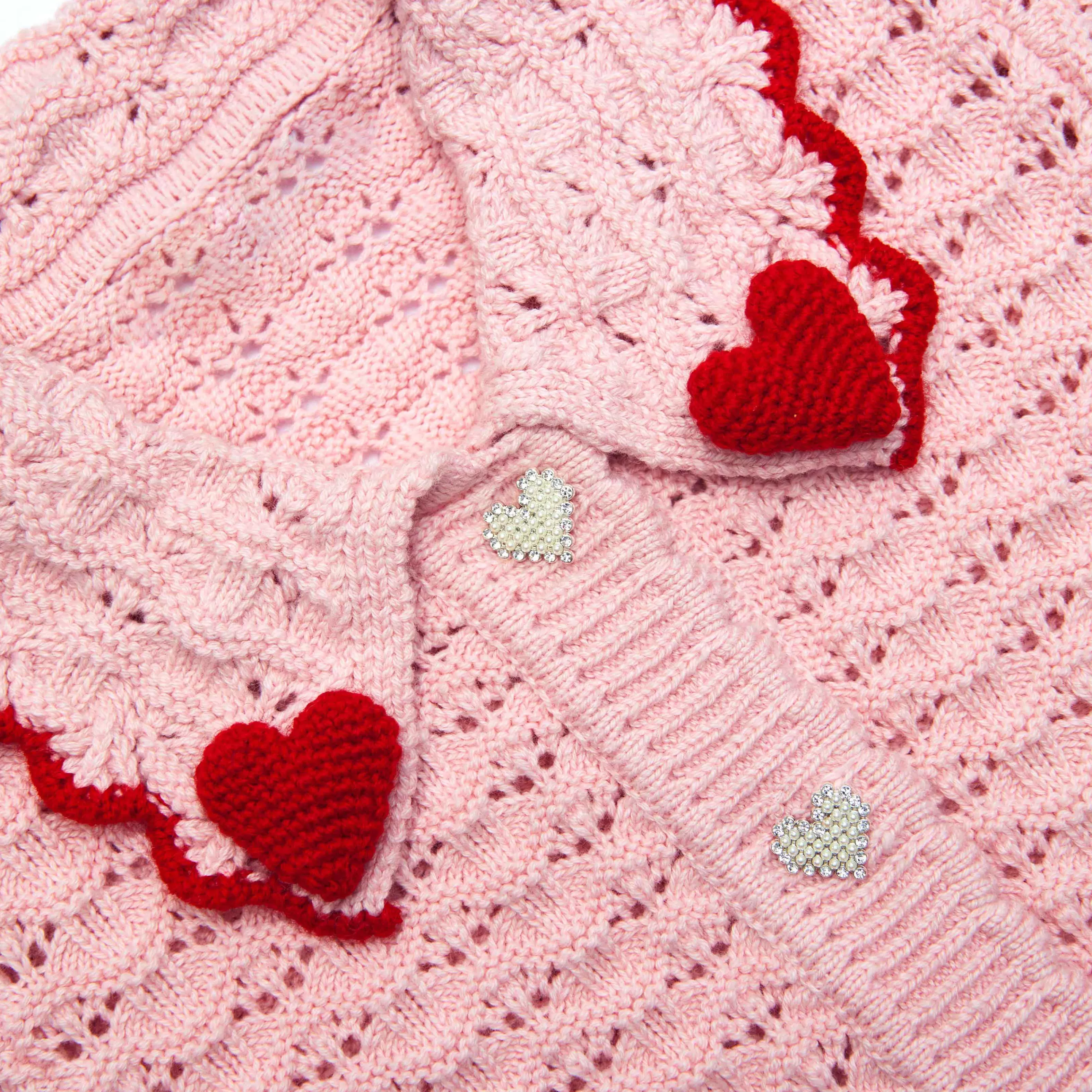 pink_textured_heart_detail_cardigan_11826.webp Best Sale Textured Heart Detail Cardigan Kids Kids