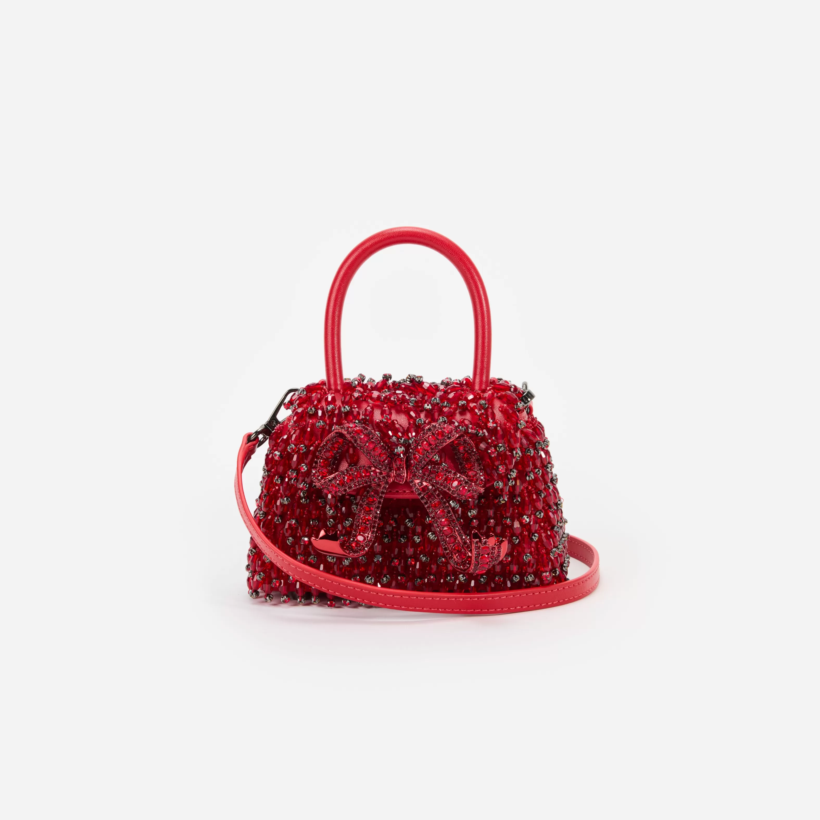 red_embellished_micro_bow_bag_11399.webp Cheap Embellished Micro Bow Bag Handbags