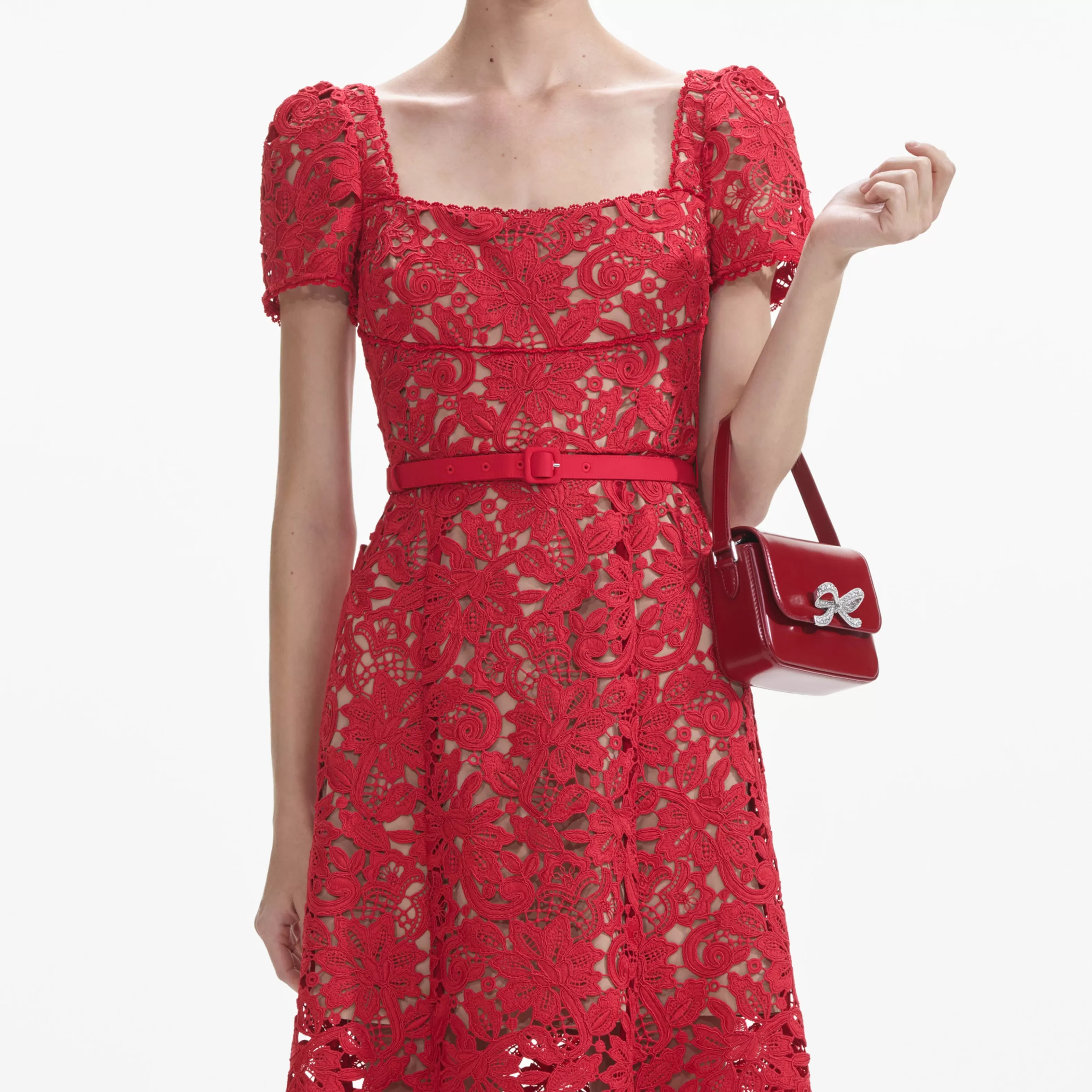 red_floral_lace_midi_dress_8154.webp Fashion Floral Lace Midi Dress Dresses | Bridesmaid
