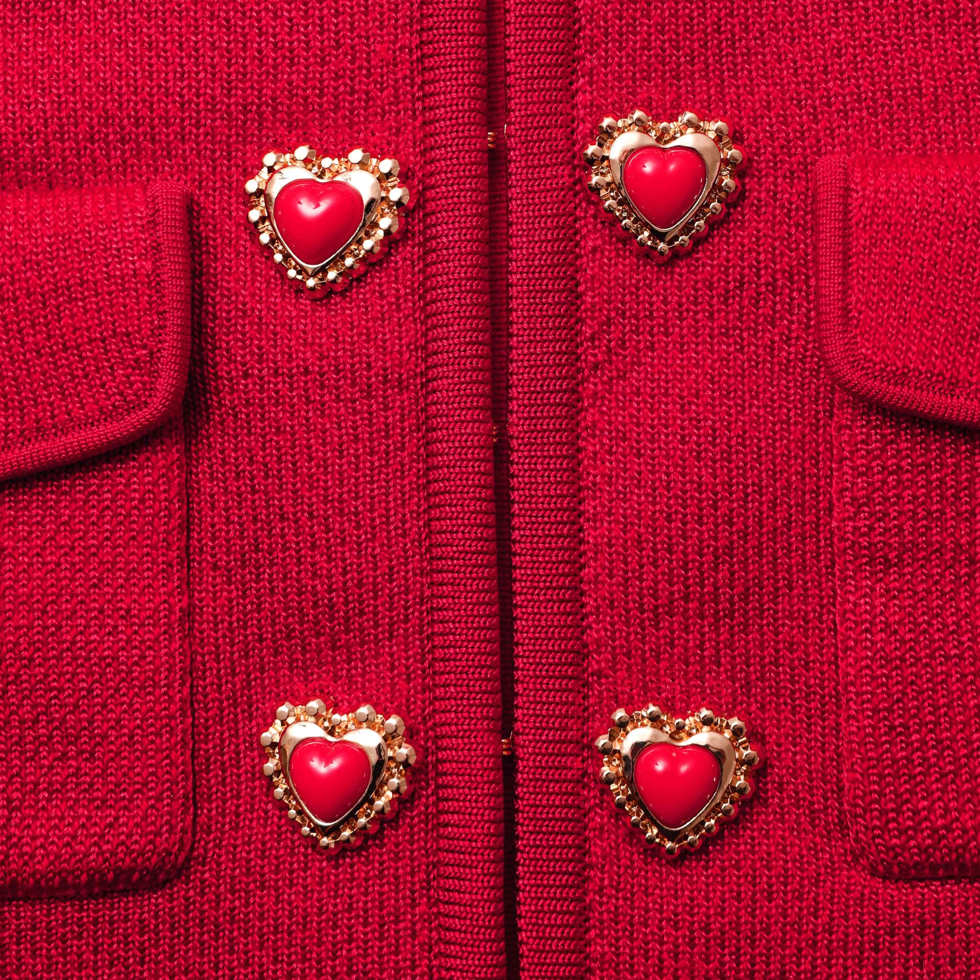red_knit_heart_buttoned_cardigan_9662.webp Hot Knit Heart Buttoned Cardigan Co-ords | Tops
