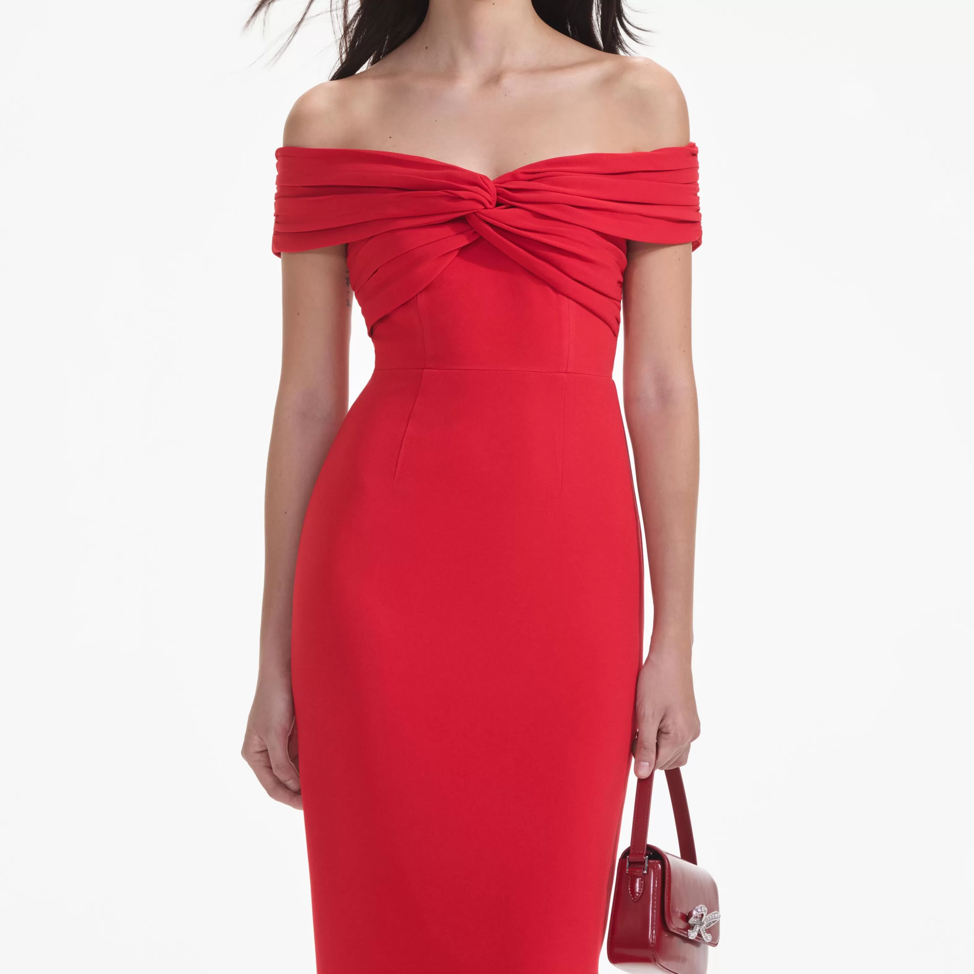 red_off_shoulder_midi_dress_8193.webp Sale Off Shoulder Midi Dress Dresses