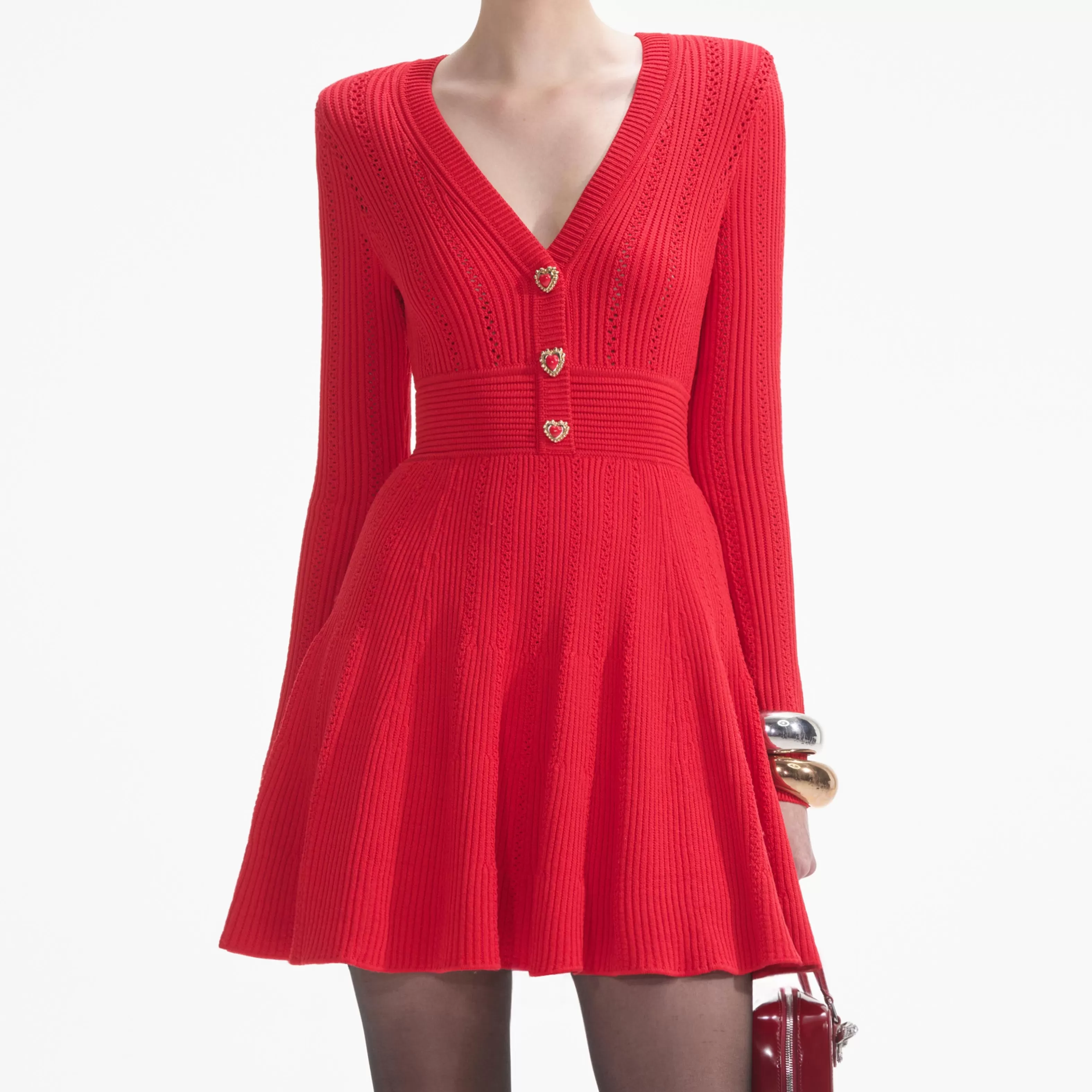red_pointelle_knit_mini_dress_6887.webp Shop Pointelle Knit Mini Dress Dresses | Knitwear