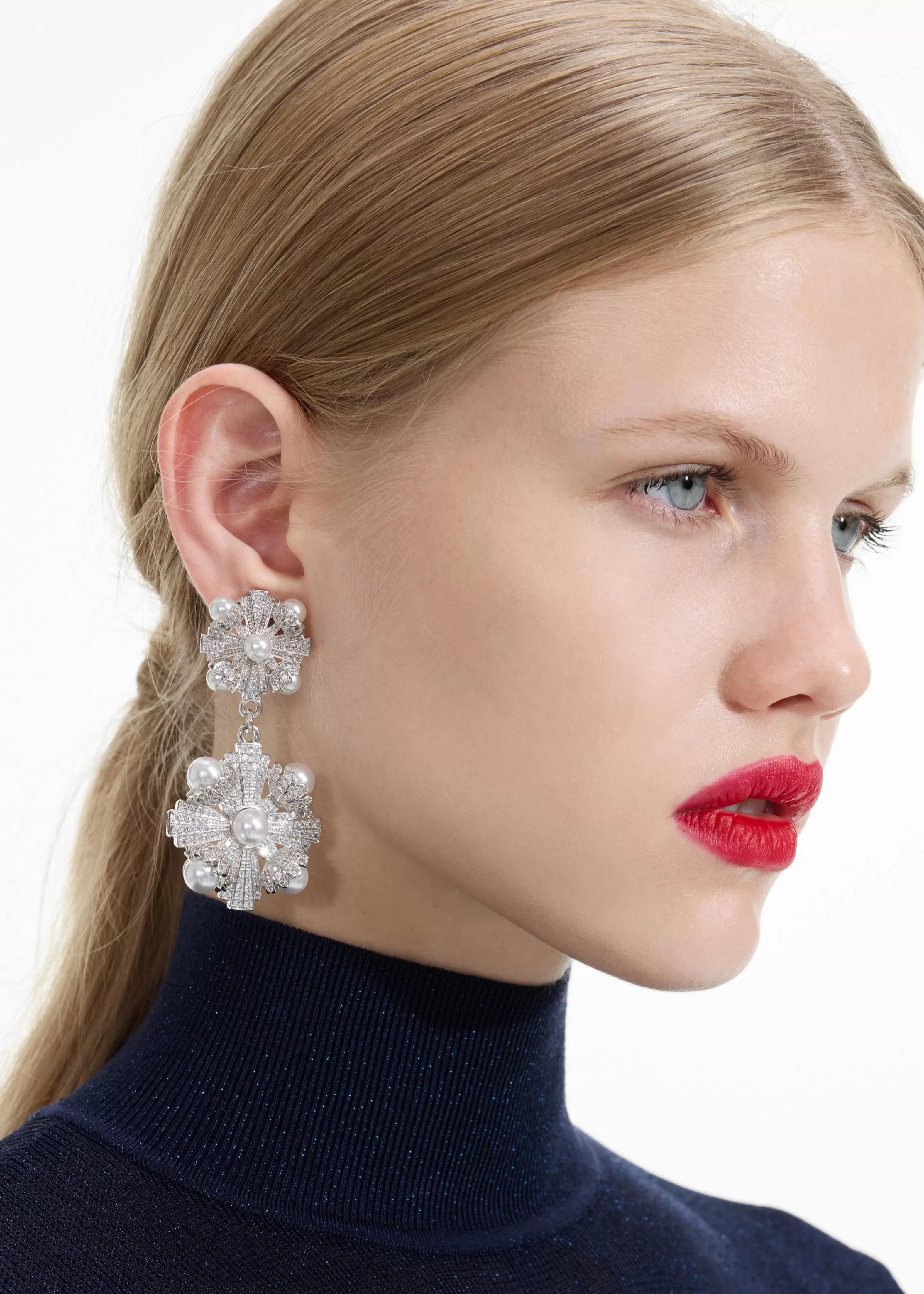 silver_encrusted_tiered_earrings_10964.webp Cheap Encrusted Tiered Earrings Jewellery