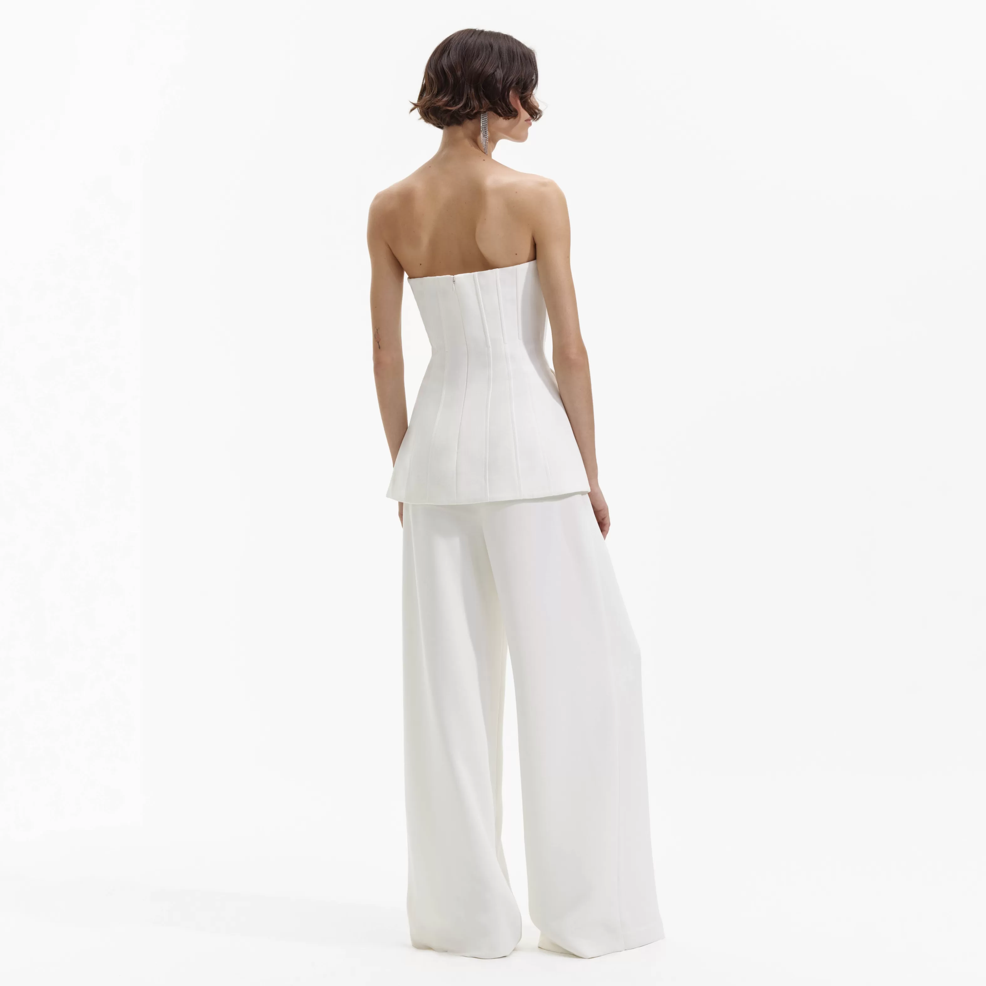 white_bandeau_crepe_jumpsuit_8611.webp Online Bandeau Crepe Jumpsuit Dresses | Bottoms