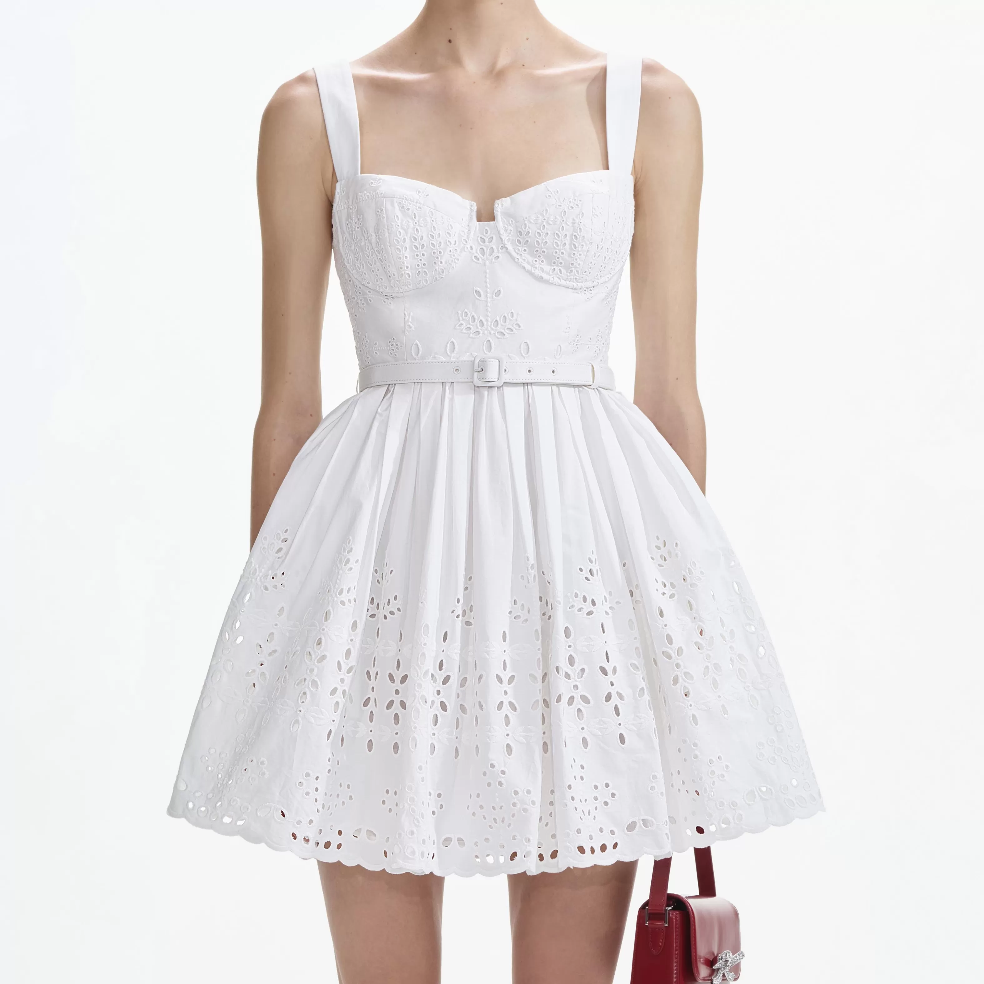 white_cotton_broderie_mini_dress_7795.webp Fashion Cotton Broderie Mini Dress Dresses