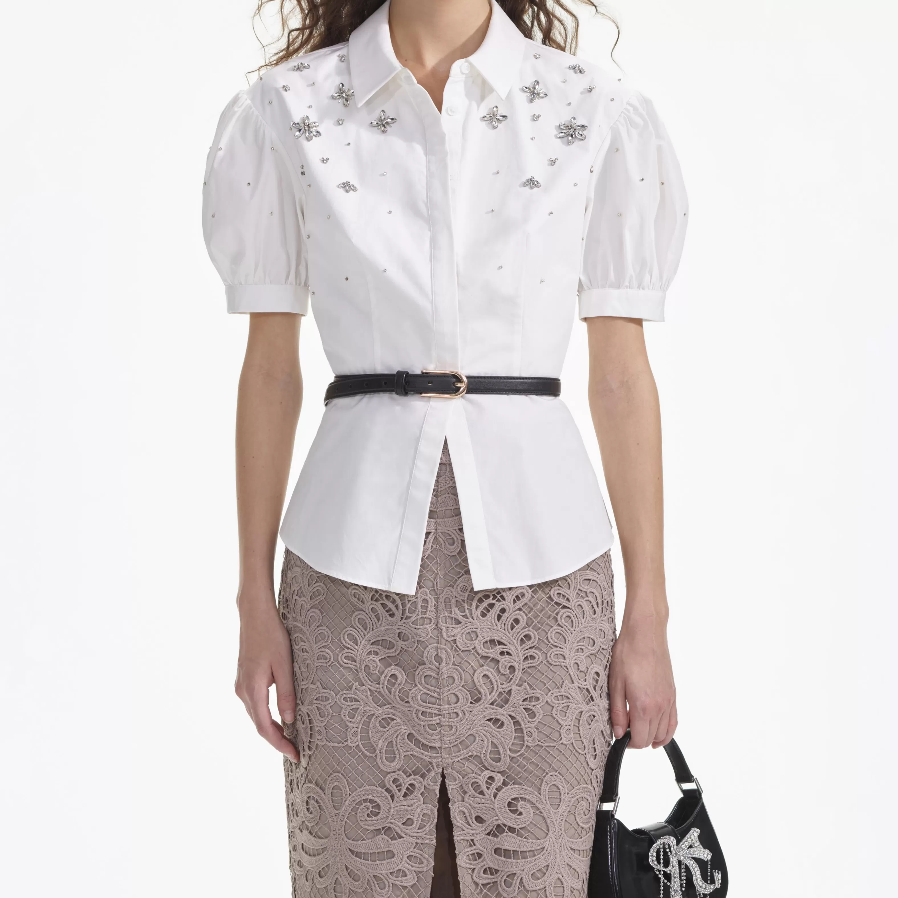white_cotton_embellished_top_10264.webp Clearance Cotton Embellished Top Tops
