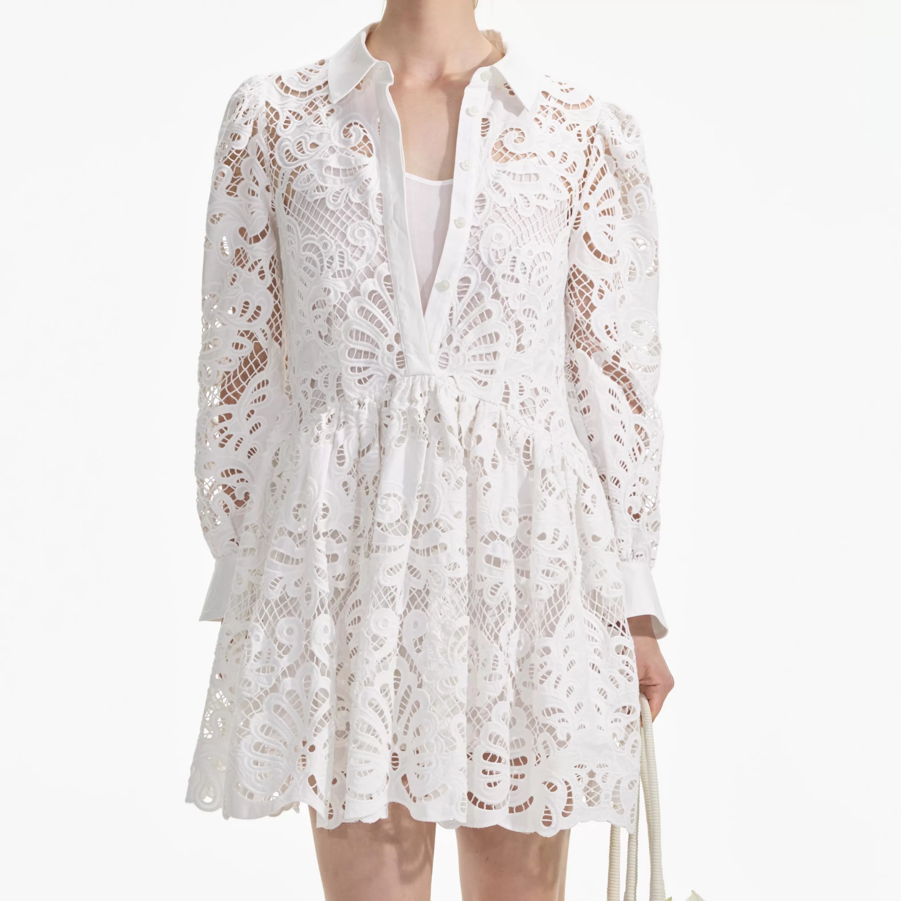 white_cotton_lace_mini_shirt_dress_8260.webp Store Cotton Lace Mini Shirt Dress Dresses