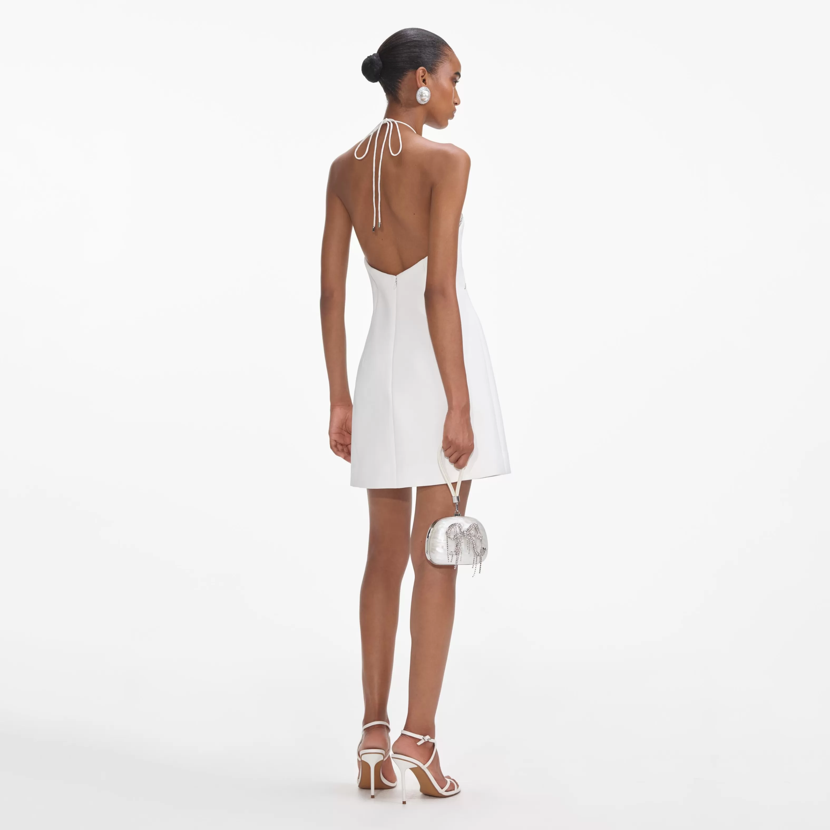 white_crepe_halterneck_mini_dress_6365.webp Cheap Crepe Halterneck Mini Dress Dresses