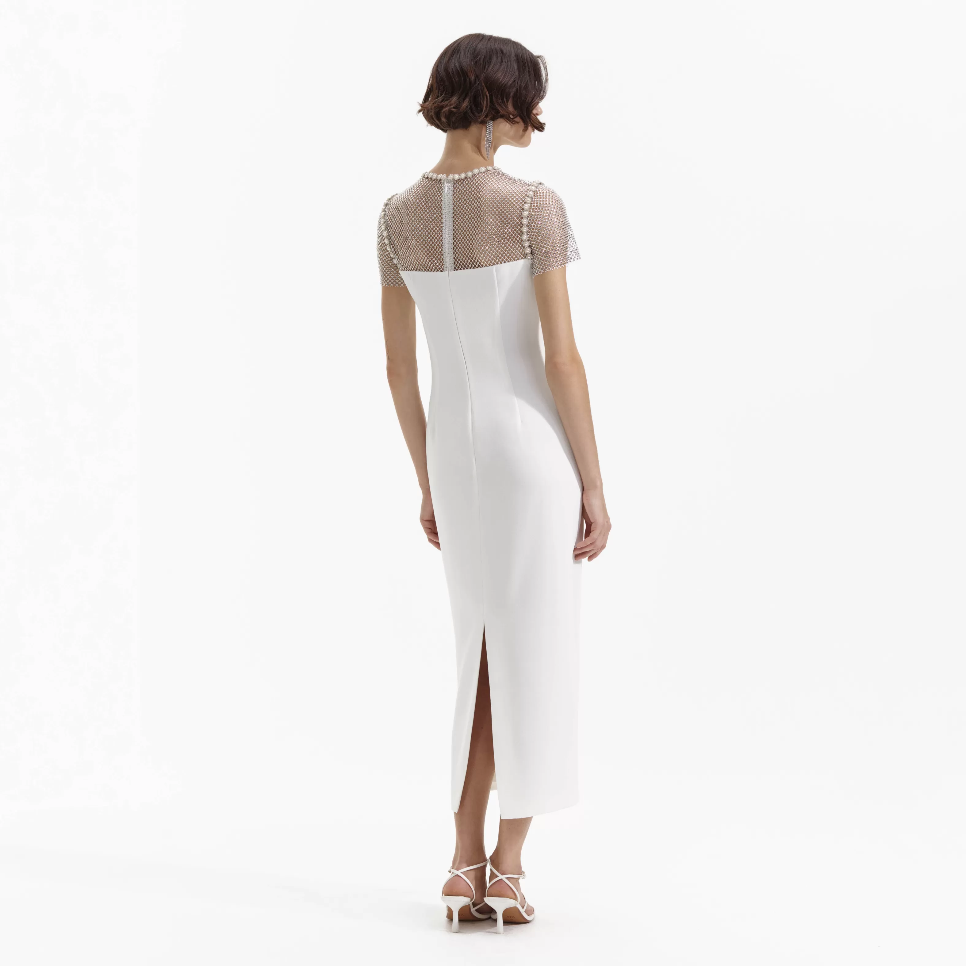 white_diamante_crepe_midi_dress_8574.webp Discount Diamante Crepe Midi Dress Dresses | Icons