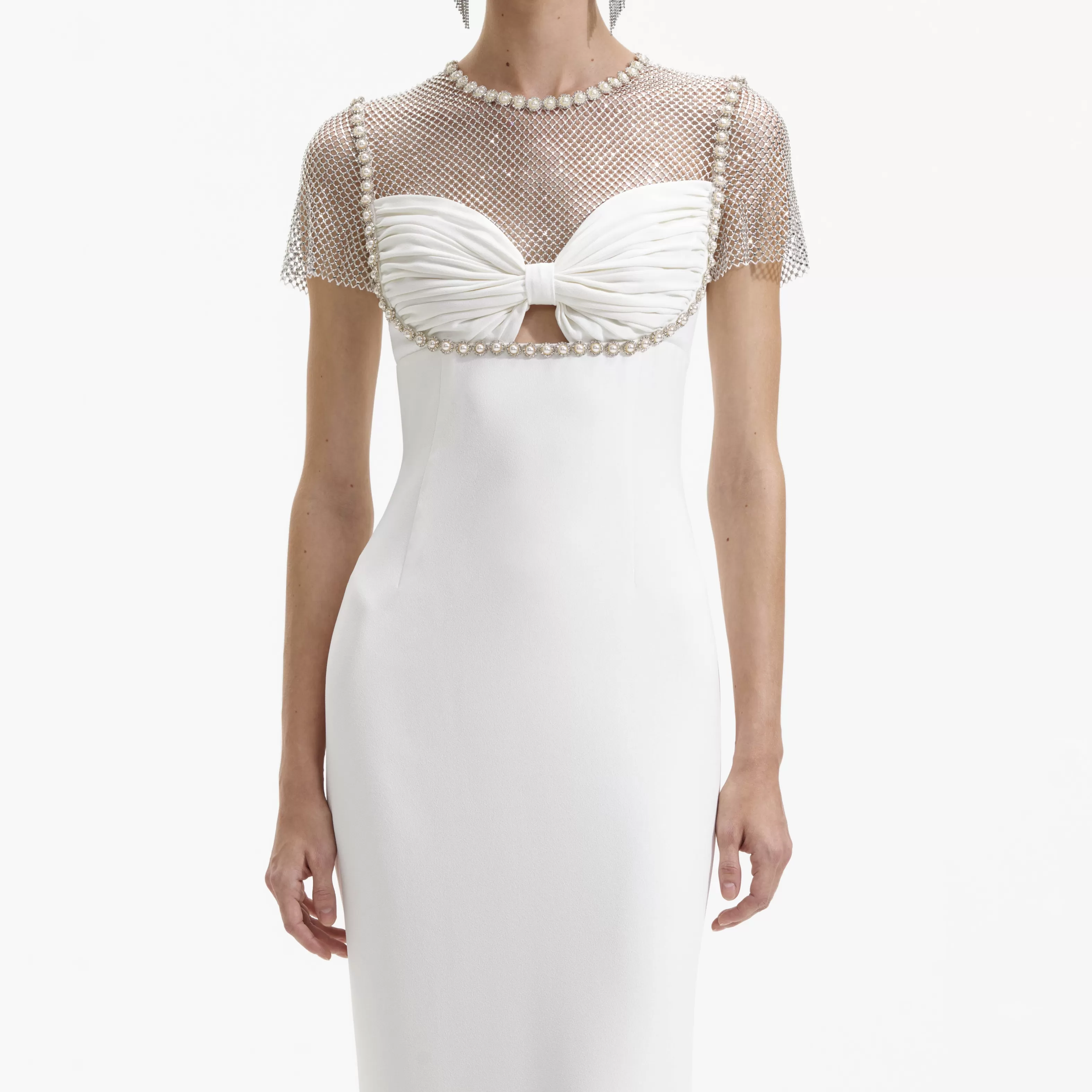 white_diamante_crepe_midi_dress_8575.webp Discount Diamante Crepe Midi Dress Dresses | Icons