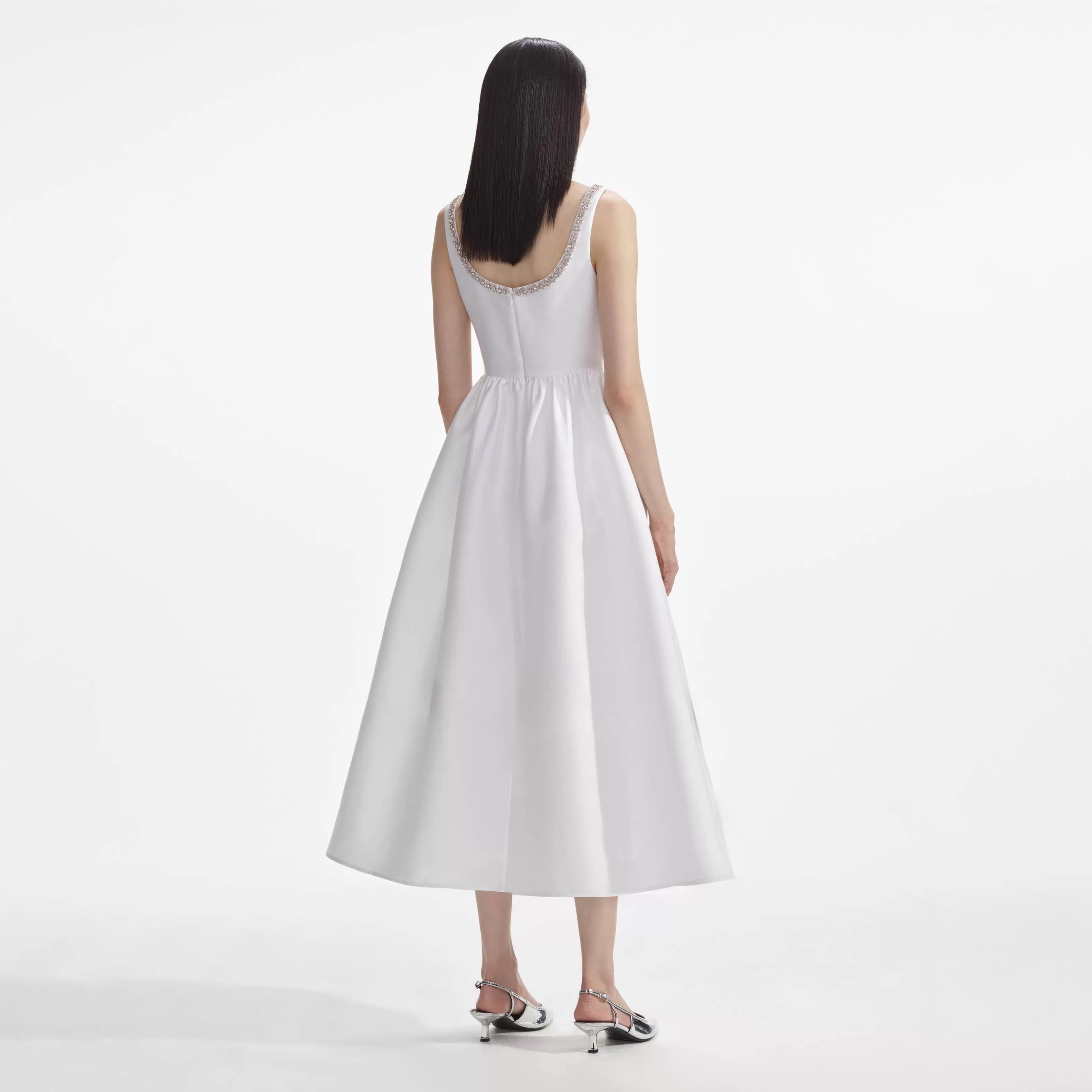 white_taffeta_diamante_midi_dress_8048.webp Discount Taffeta Diamante Midi Dress Dresses