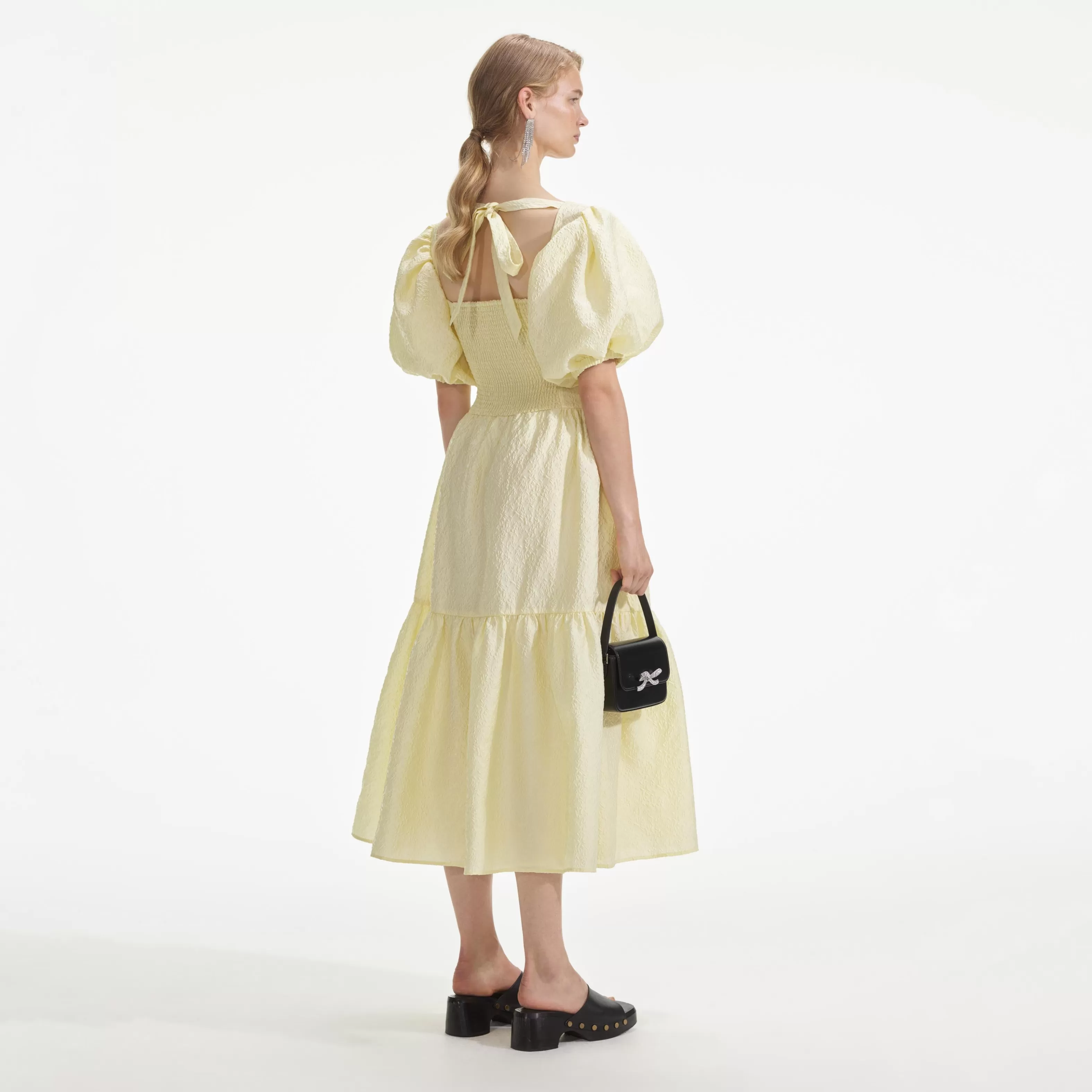 yellow_jacquard_midi_dress_8225.webp Sale Jacquard Midi Dress Dresses | Bridesmaid